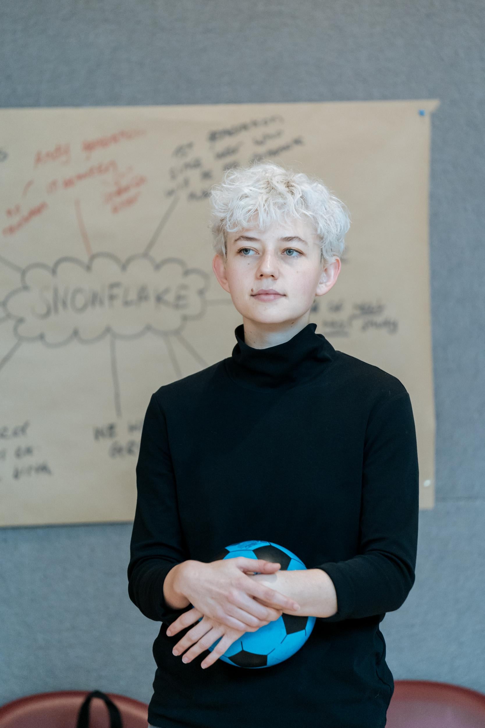 Ellen Robertson as Maya in rehearsals for Bartlett’s new play ‘Snowflake’ at the Kiln Theatre