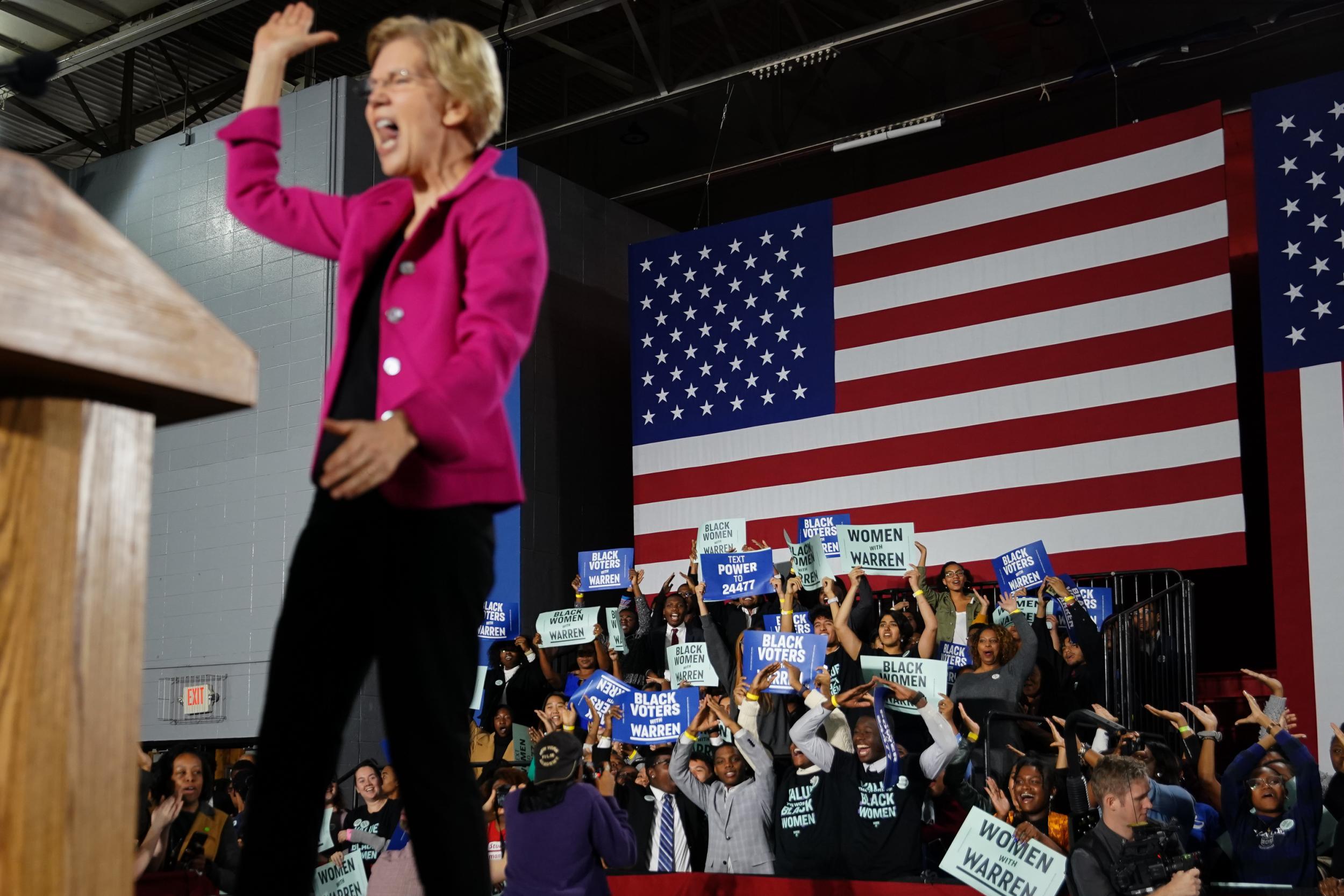 Elizabeth Warren speaks at Clark Atlanta University in November this year