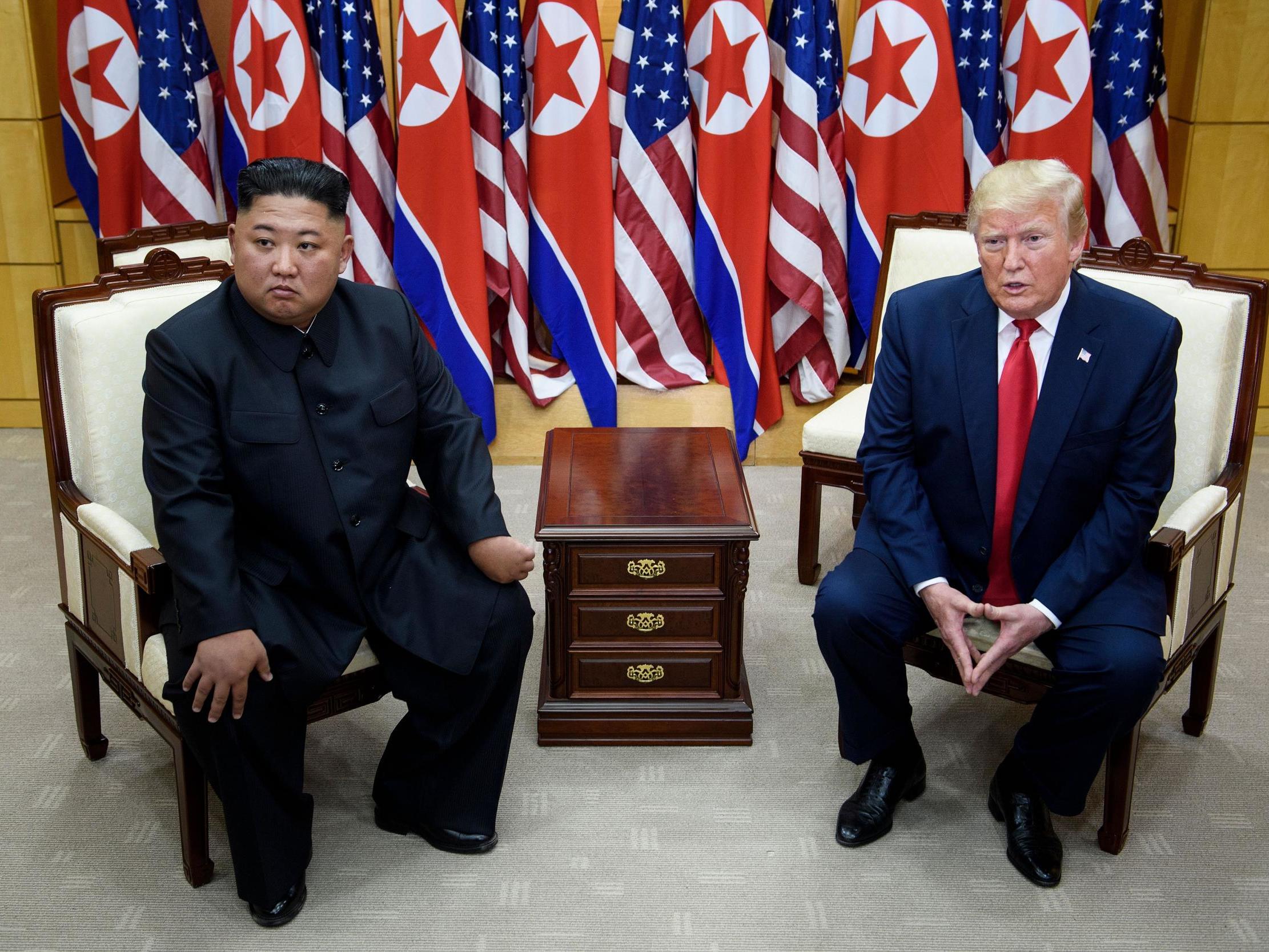 Kim Jong Un and Donald Trump during a meeting in Korea’s demilitarised zone in June 2019