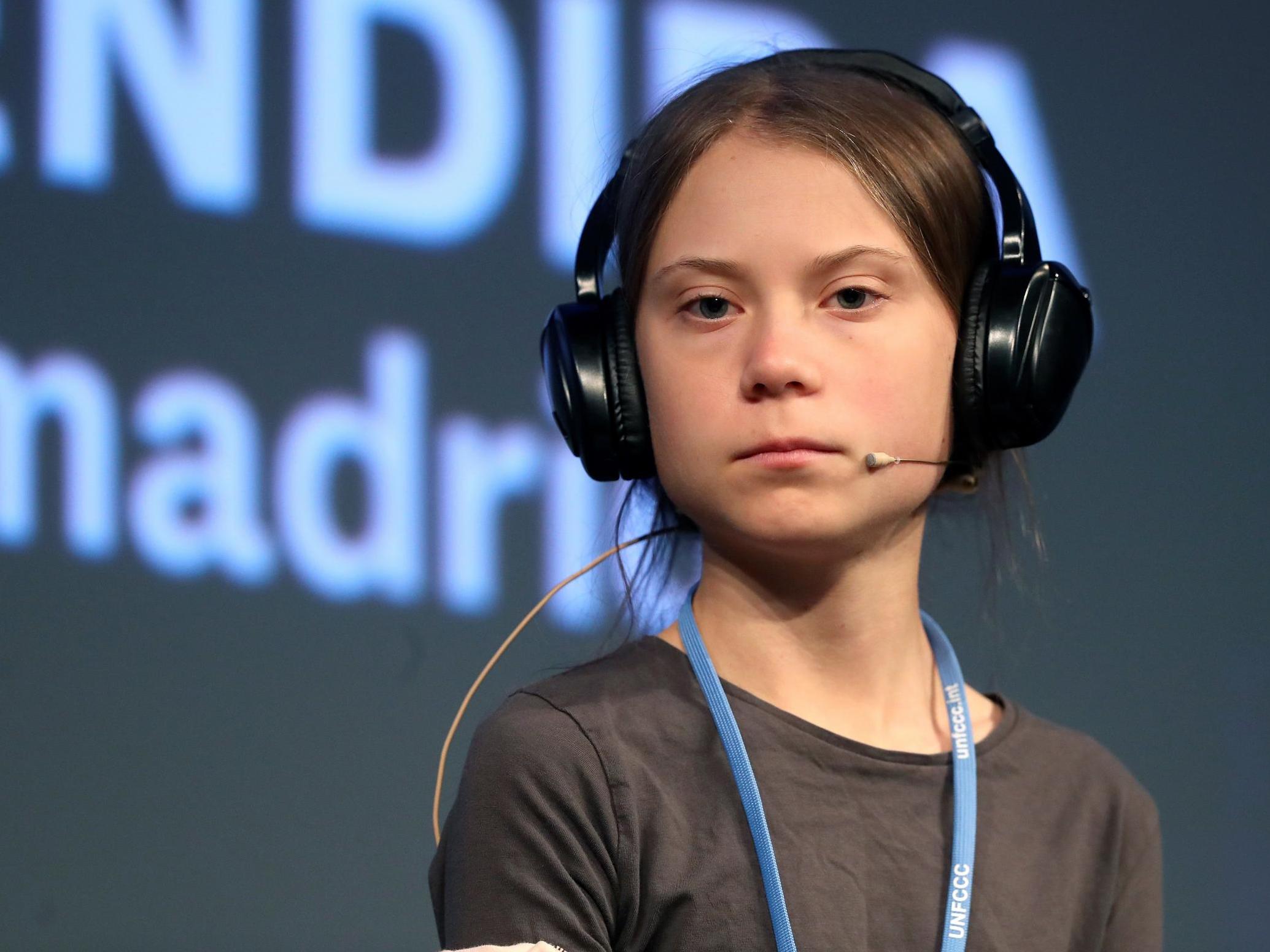 Greta Thunberg attends a press conference during the fifth day of the UN Climate Change Conference COP25 at the Casa Encendida cultural place in Madrid, Spain