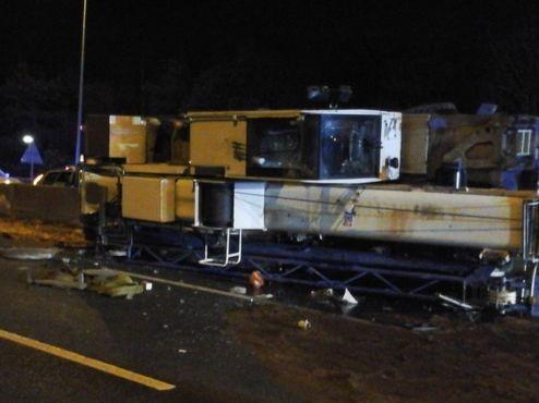 A crane crashed down onto the M25 motorway