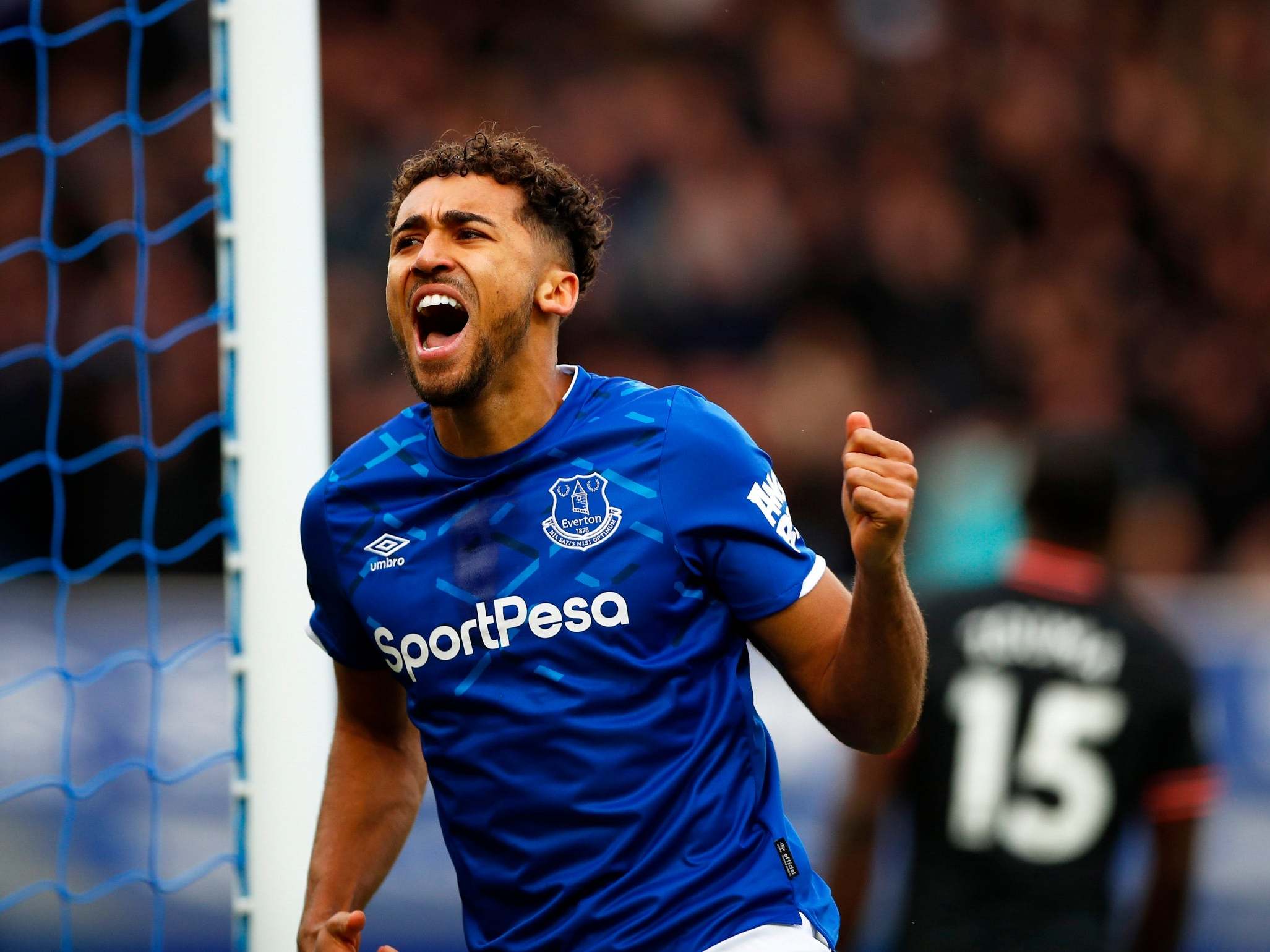 Dominic Calvert-Lewin celebrates as Everton went ahead