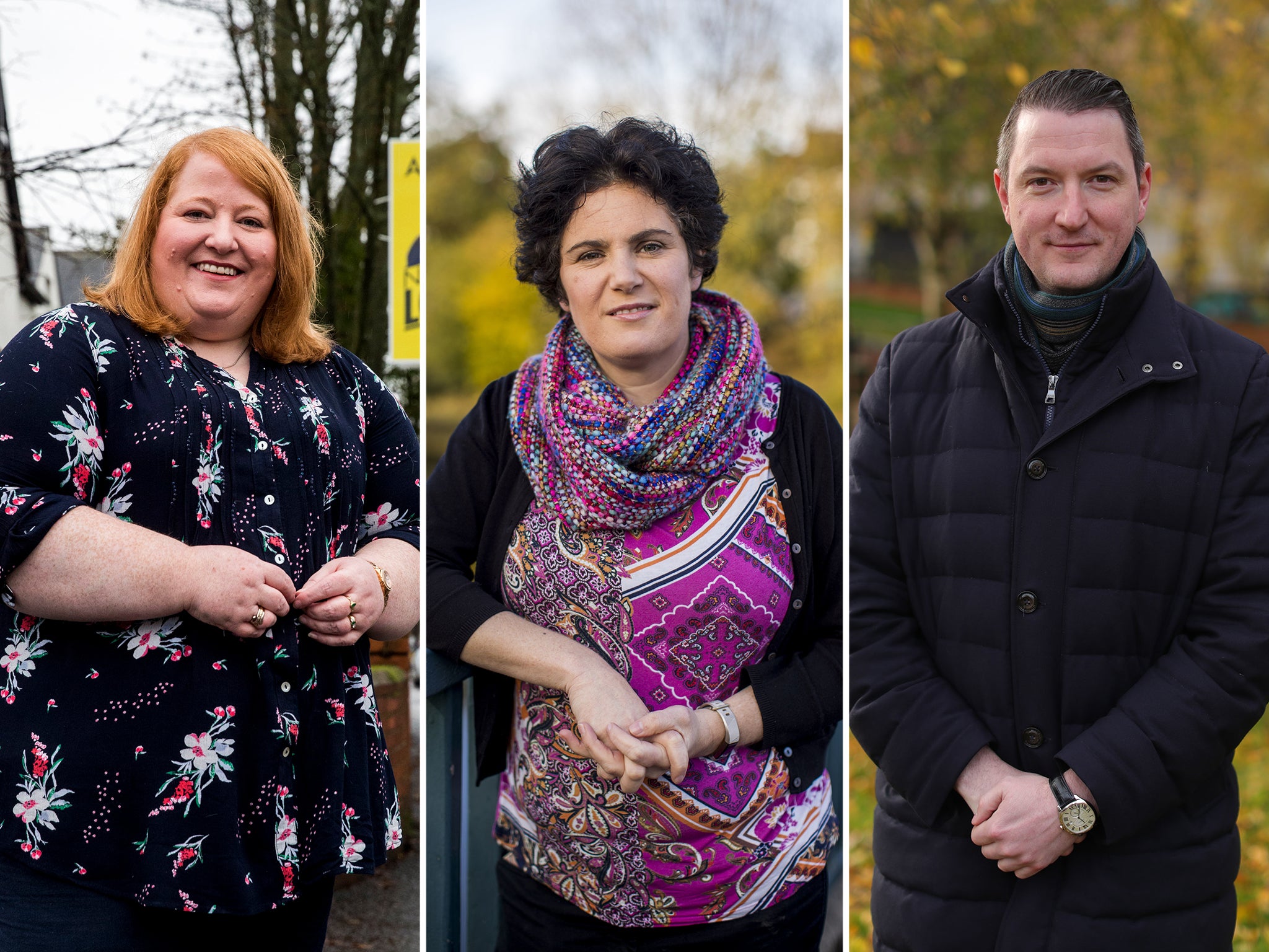 (L-R) The Alliance Party's Naomi Long, the SDLP's Claire Hanna and Sinn Fein's John Finucane