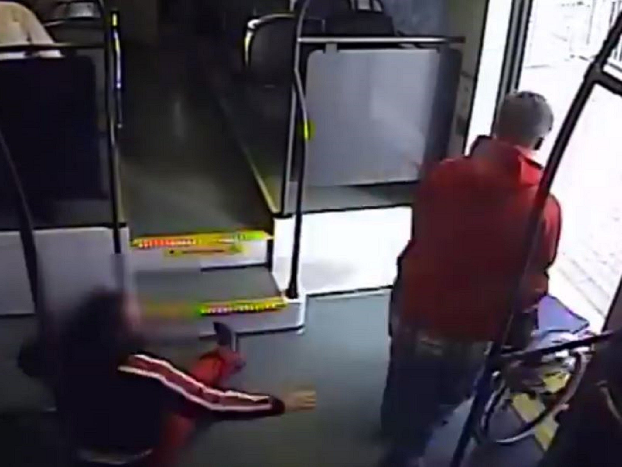 Still image from CCTV footage of man allegedly tipping woman out of wheelchair before trying to steal in on train in Phoenix, Arizona, 29 November 2019.