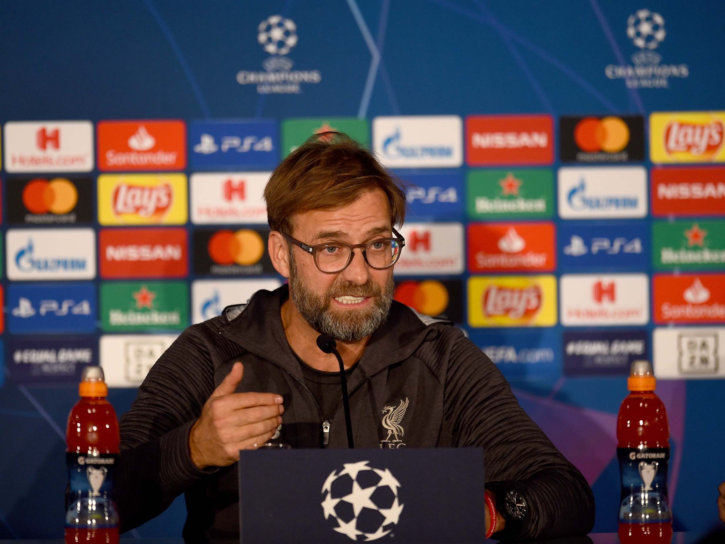 Jurgen Klopp speaks to the media in Salzburg