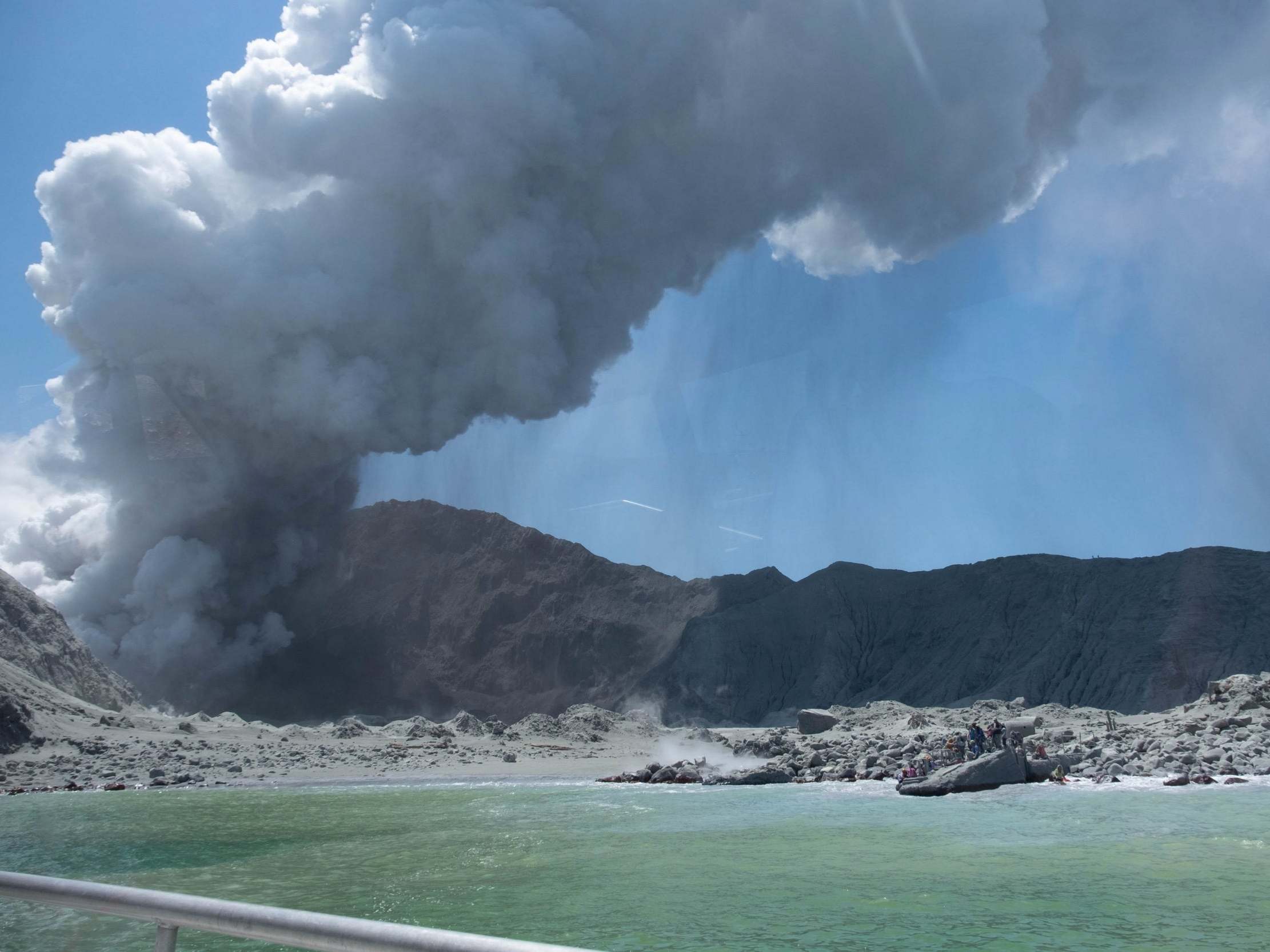 An image provided by visitor Michael Schade shows White Island (Whakaari) volcano, as it erupts