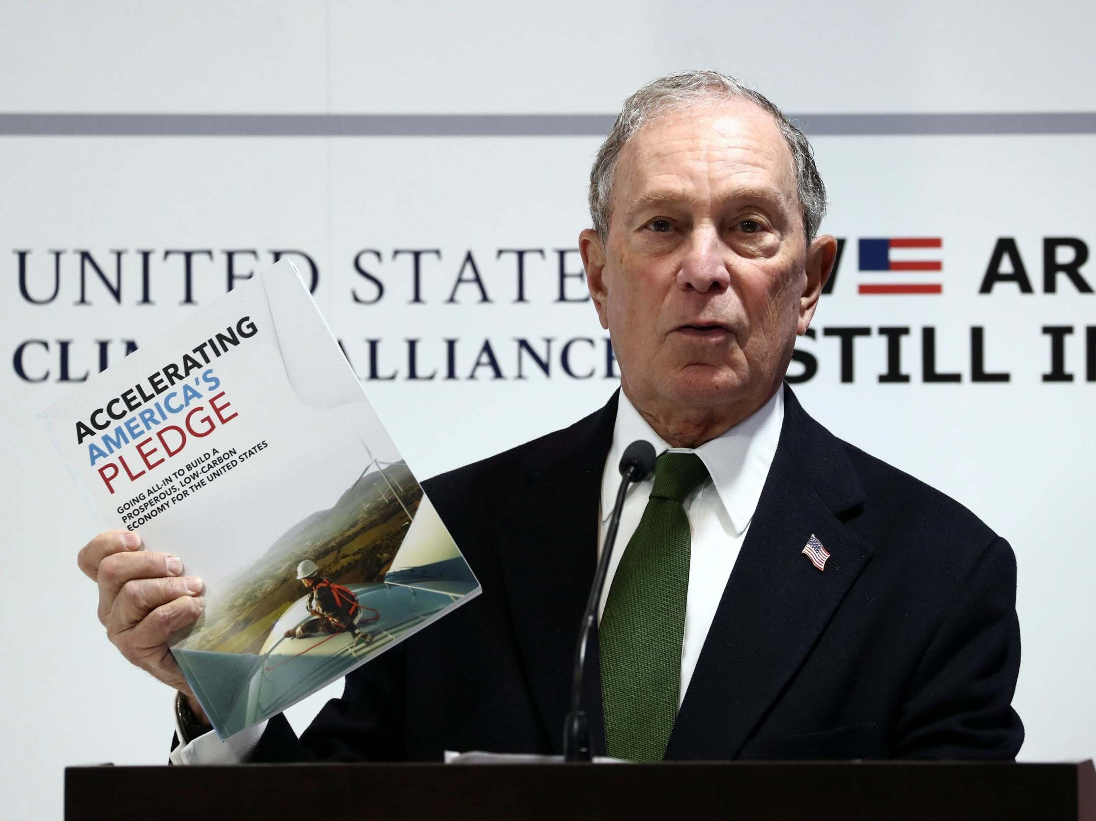 US presidential hopeful Michael Bloomberg speaks during a panel at the U.N. Climate Change Conference