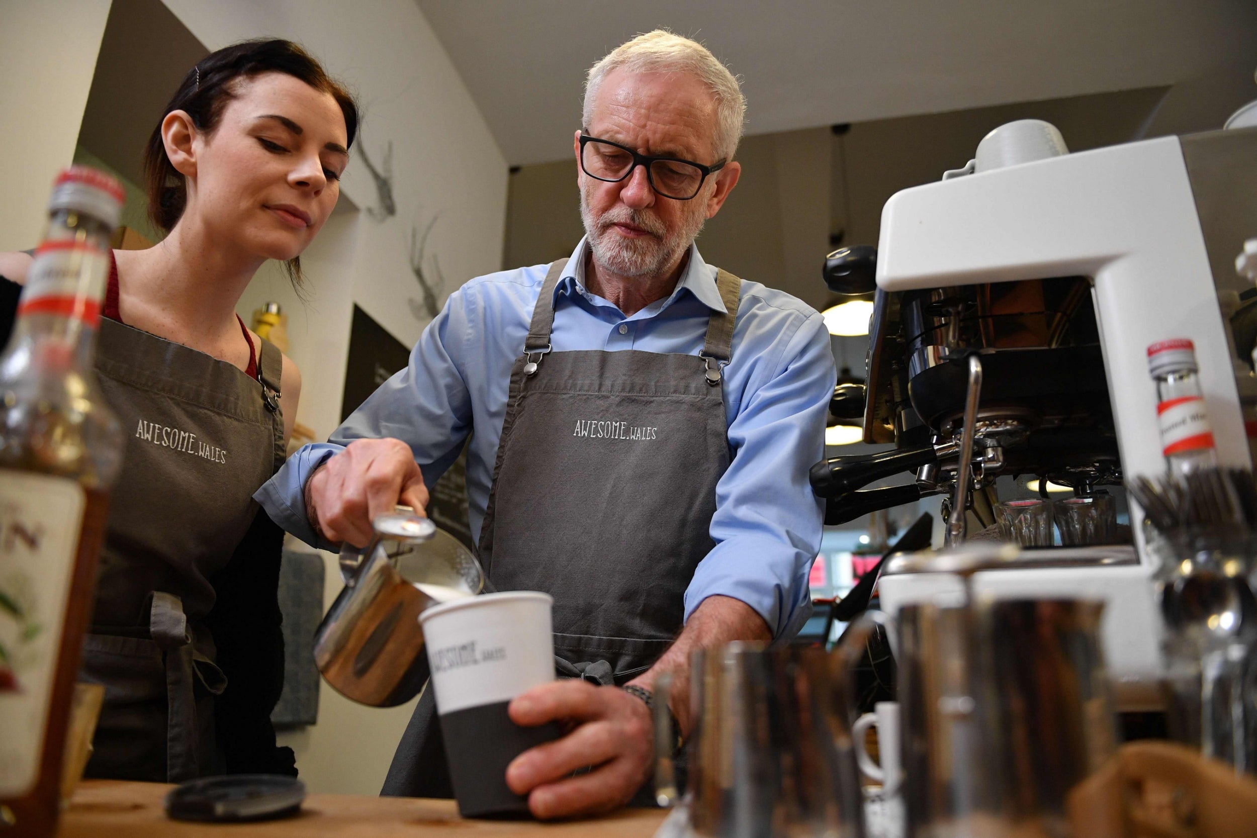 Jeremy Corbyn in Bury, South Wales (AFP via Getty )