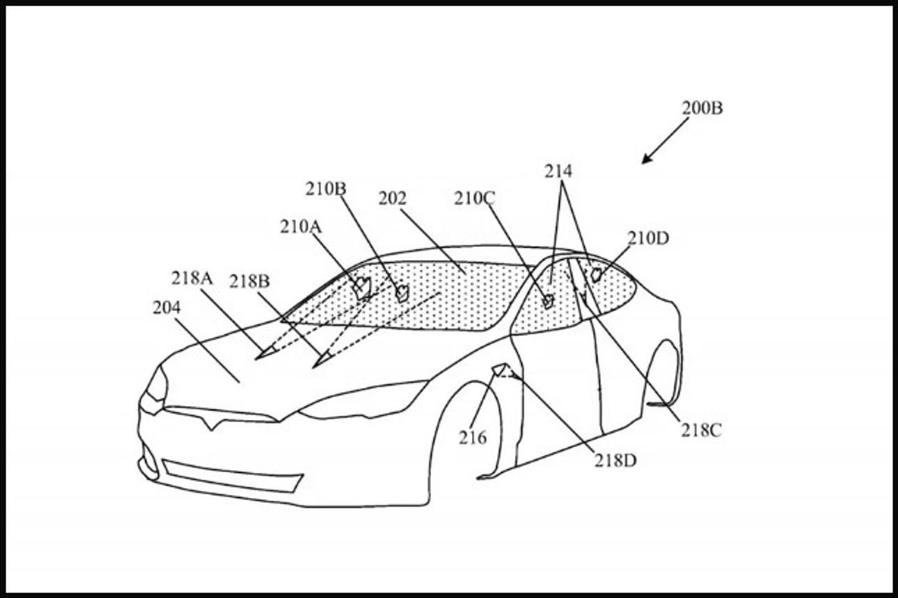 Tesla’s patent for bonnet-mounted lasers
