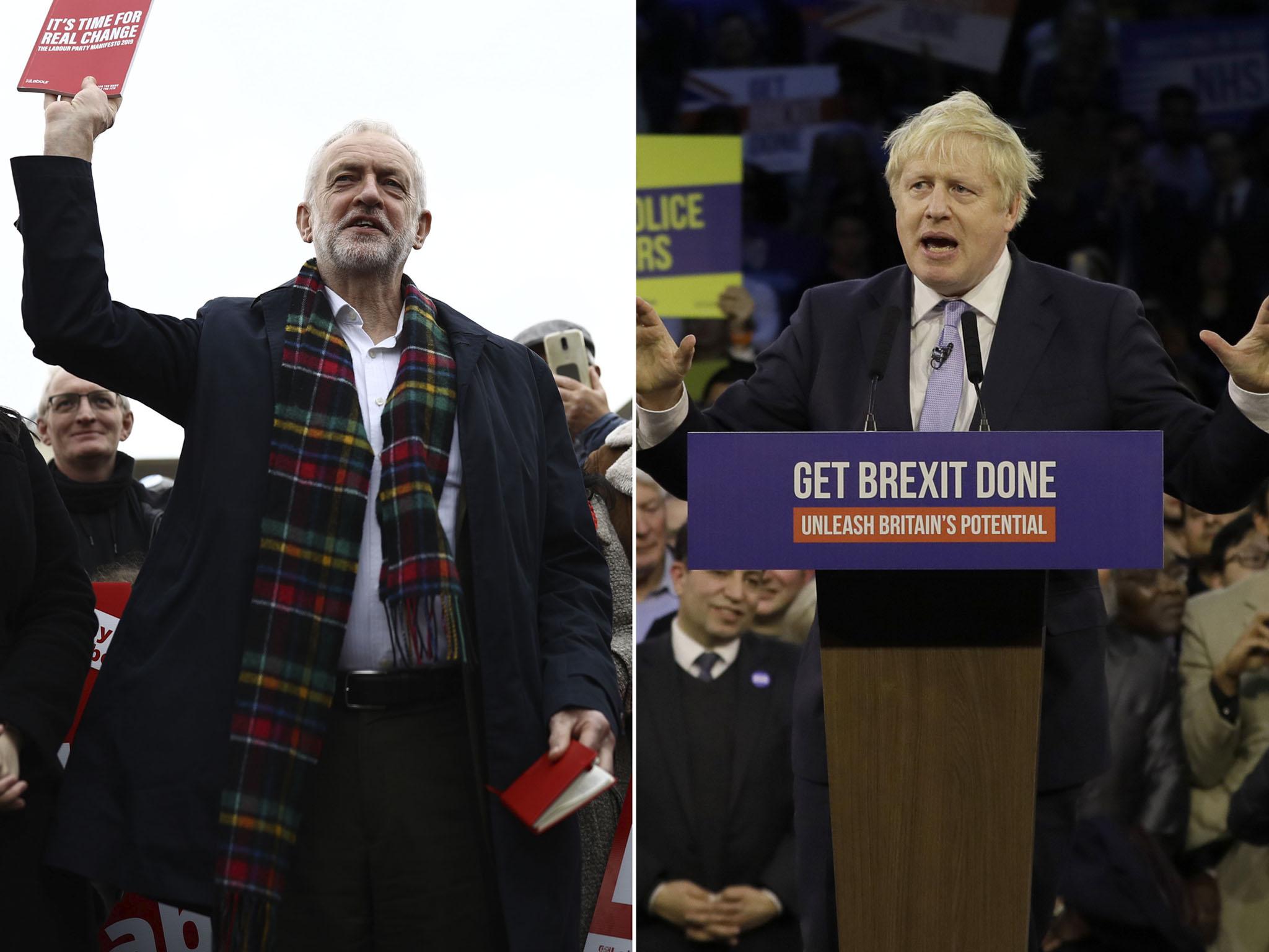 Jeremy Corbyn, left, and Boris Johnson have two different visions for the economy