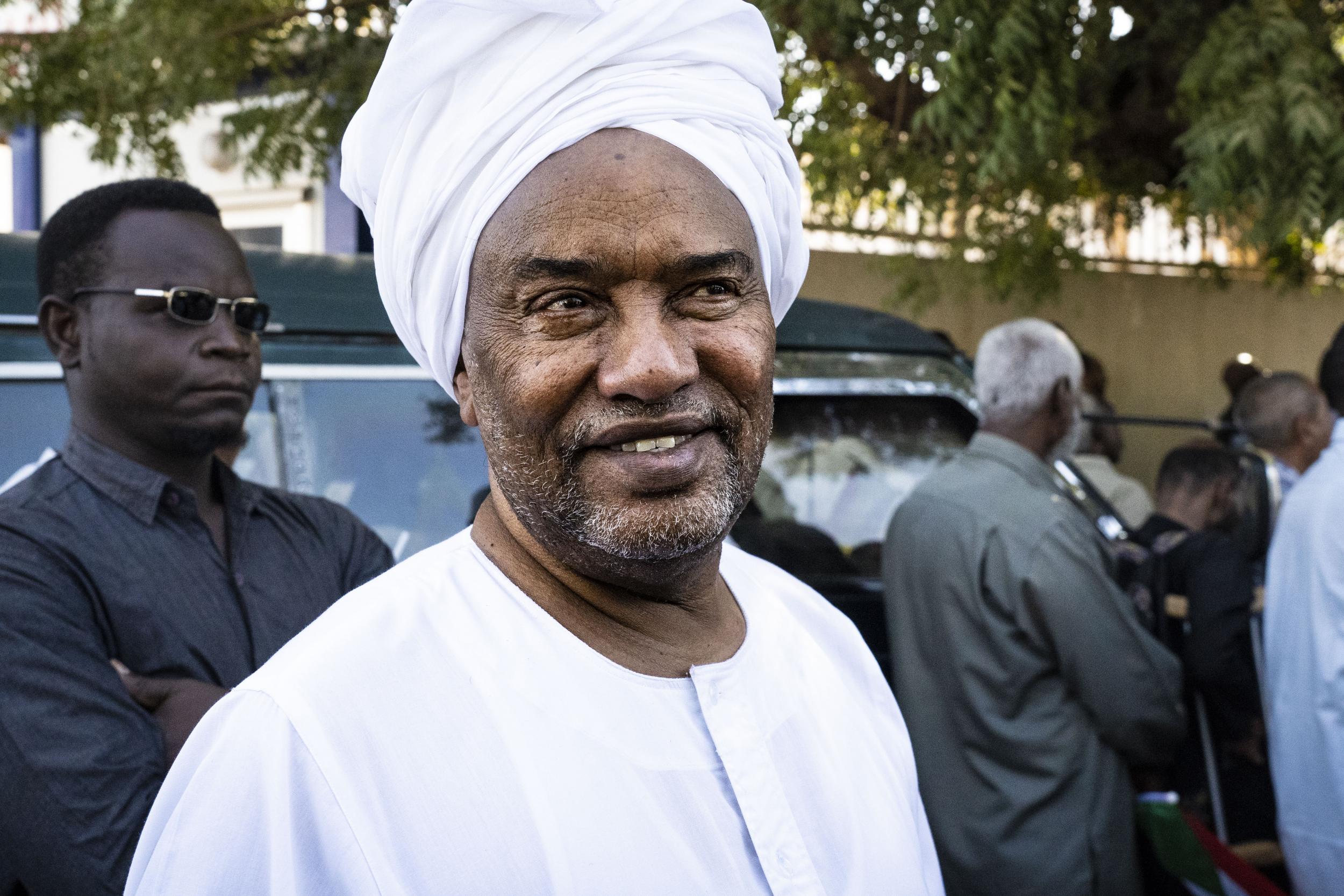 Mohamed al-Bashir, the brother of the toppled Bashir at a protest in Khartoum against the detention of former regime figures and associates