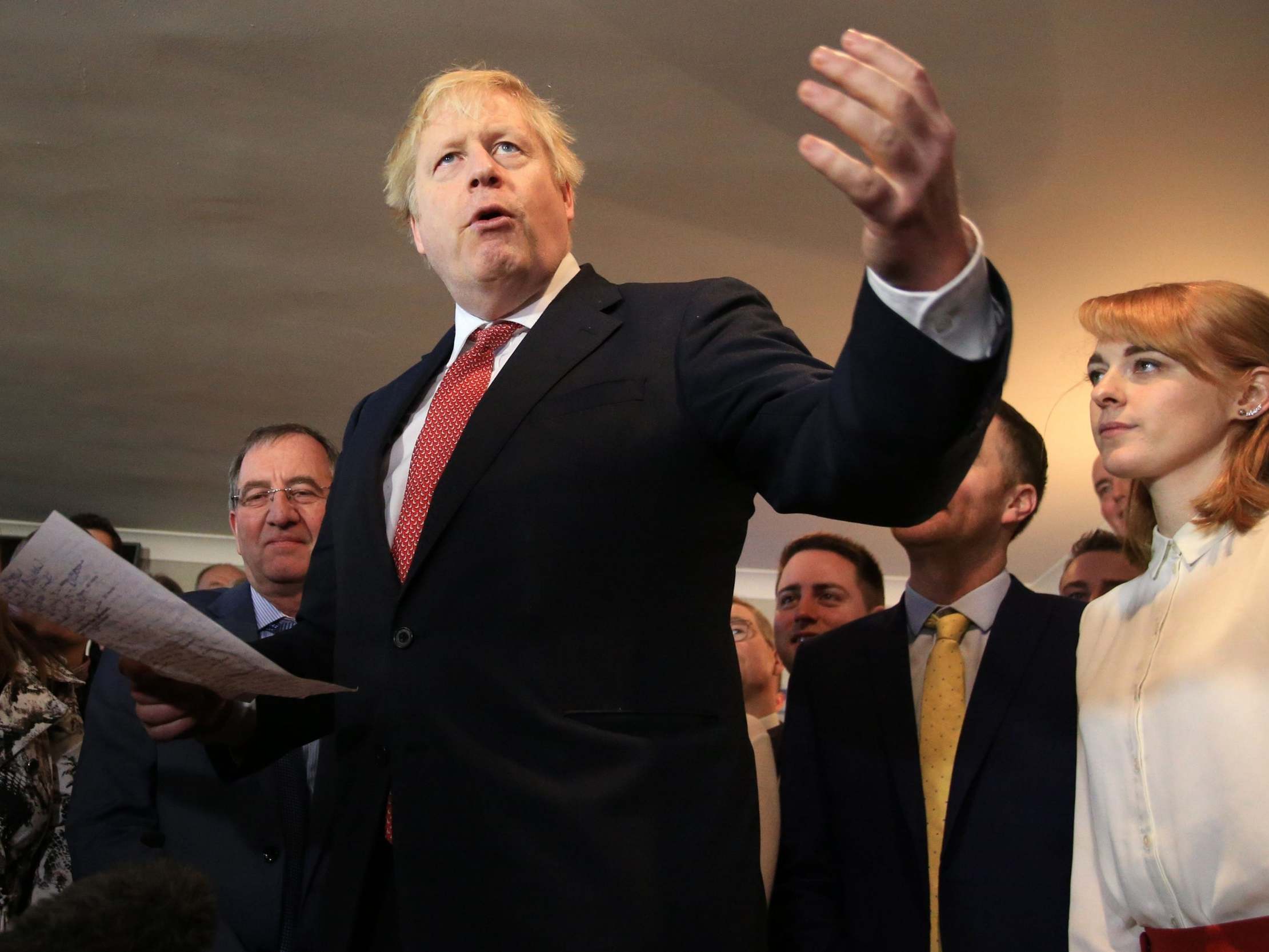 Boris Johnson speaks to voters in Sedgefield, one of the ‘red wall’ seats the Tories won from Labour, after his election victory in December
