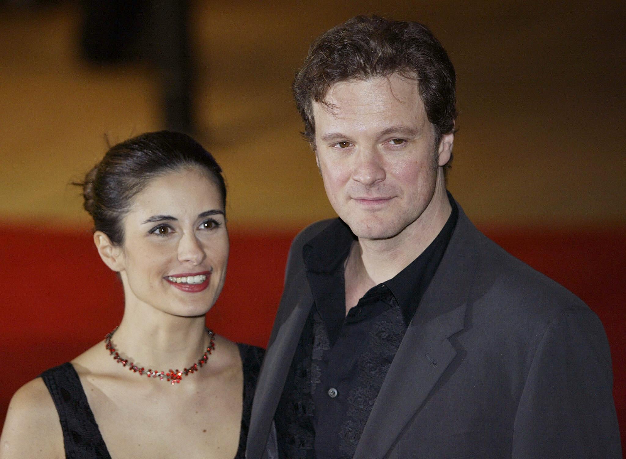 Colin Firth and his wife Livia Giuggioli at the UK premiere of the film “Love Actually” in 2003