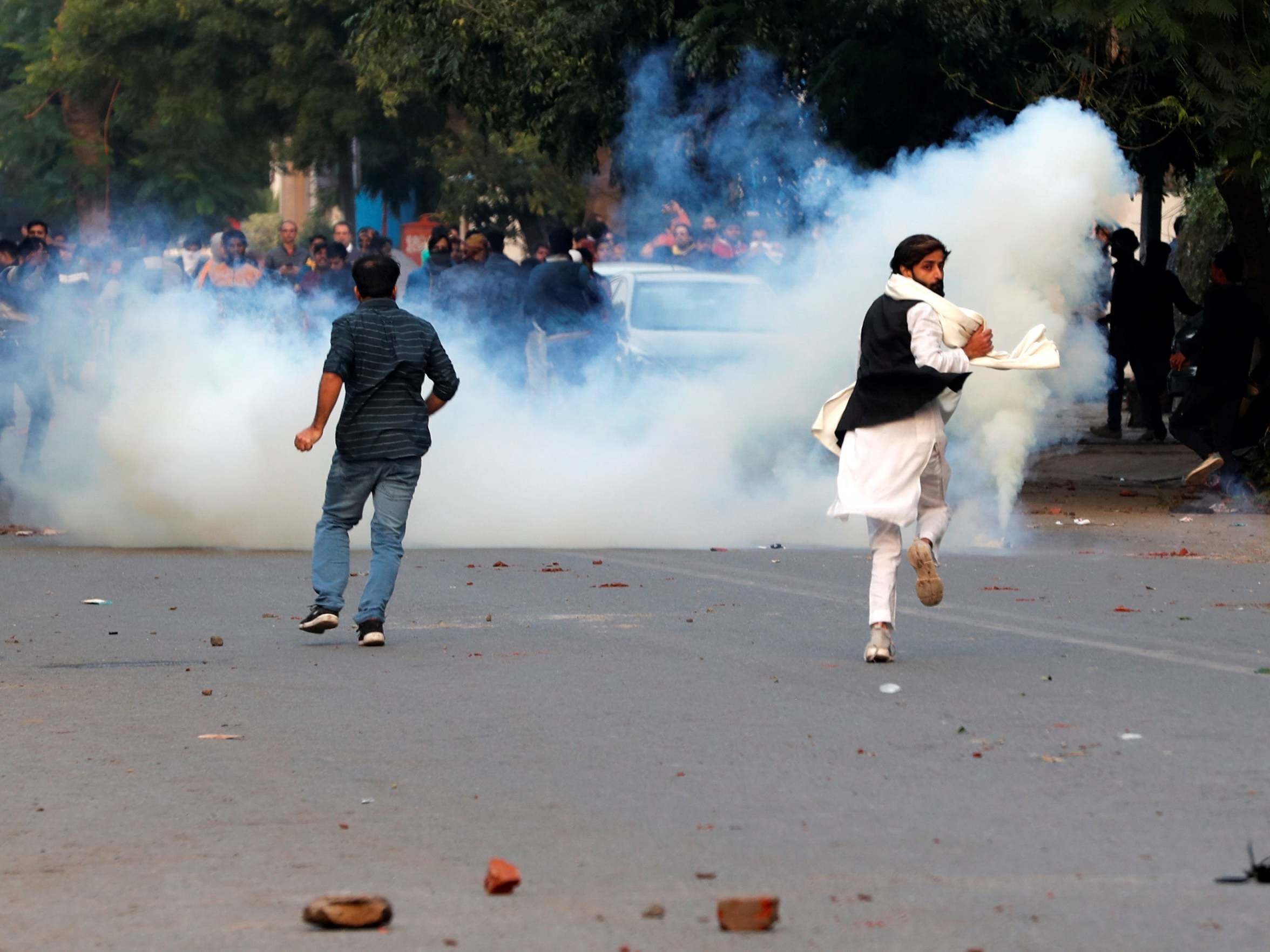 A number of injured protesters were taken to a nearby hospital