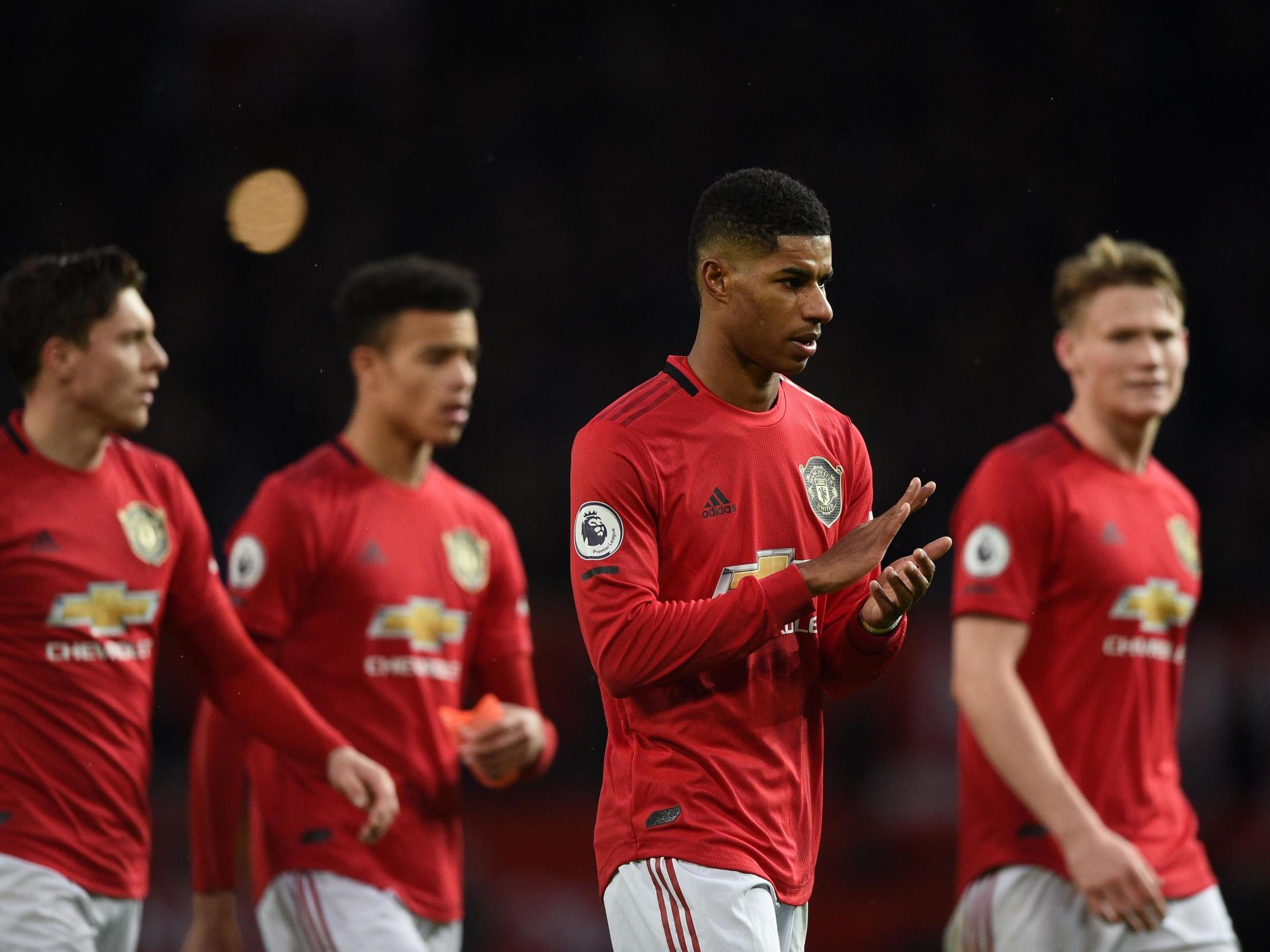 Manchester United's players after the final whistle at Old Trafford