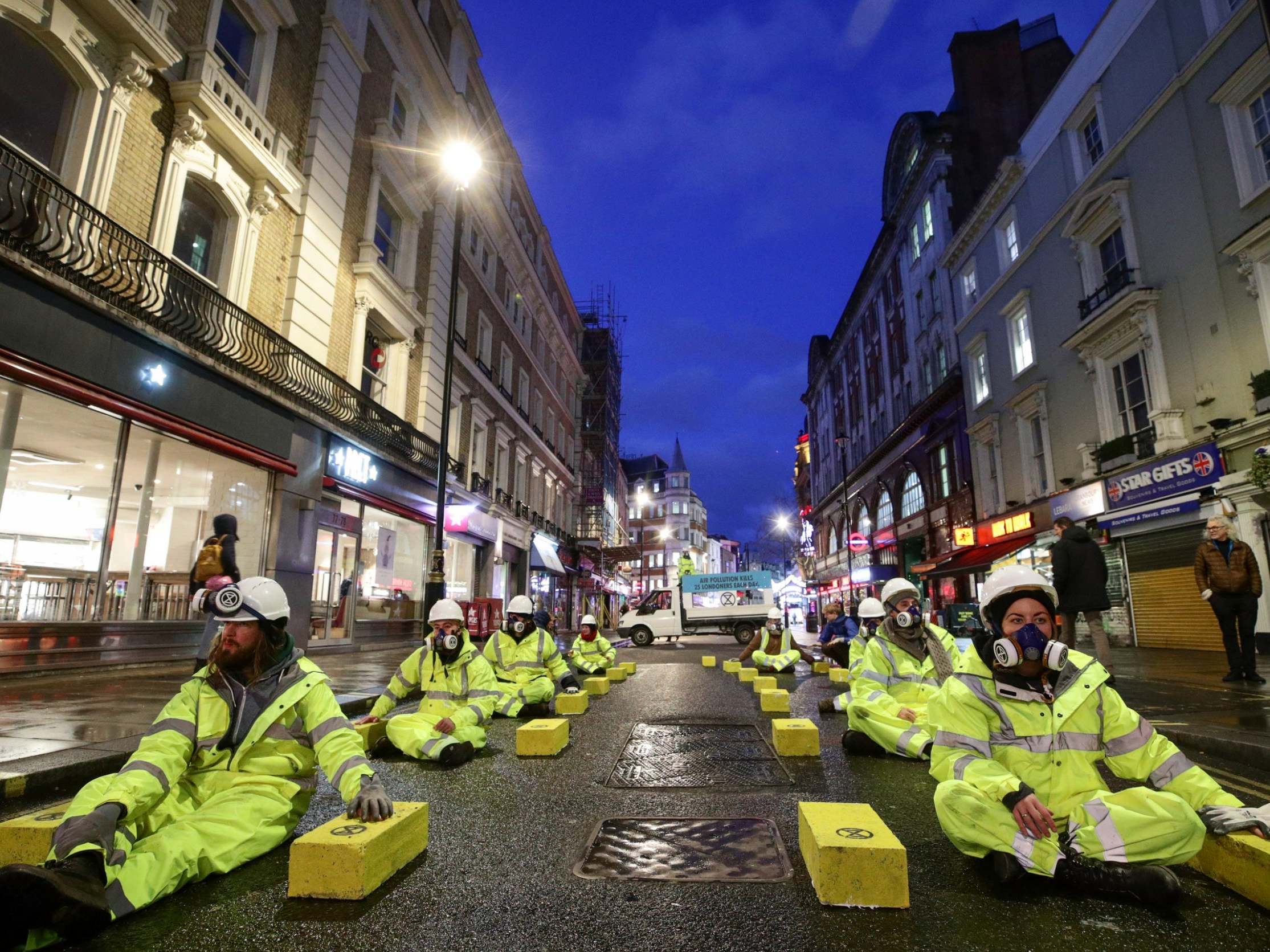 Extinction Rebellion activists protest against air pollution in London, 9 December, 2019.