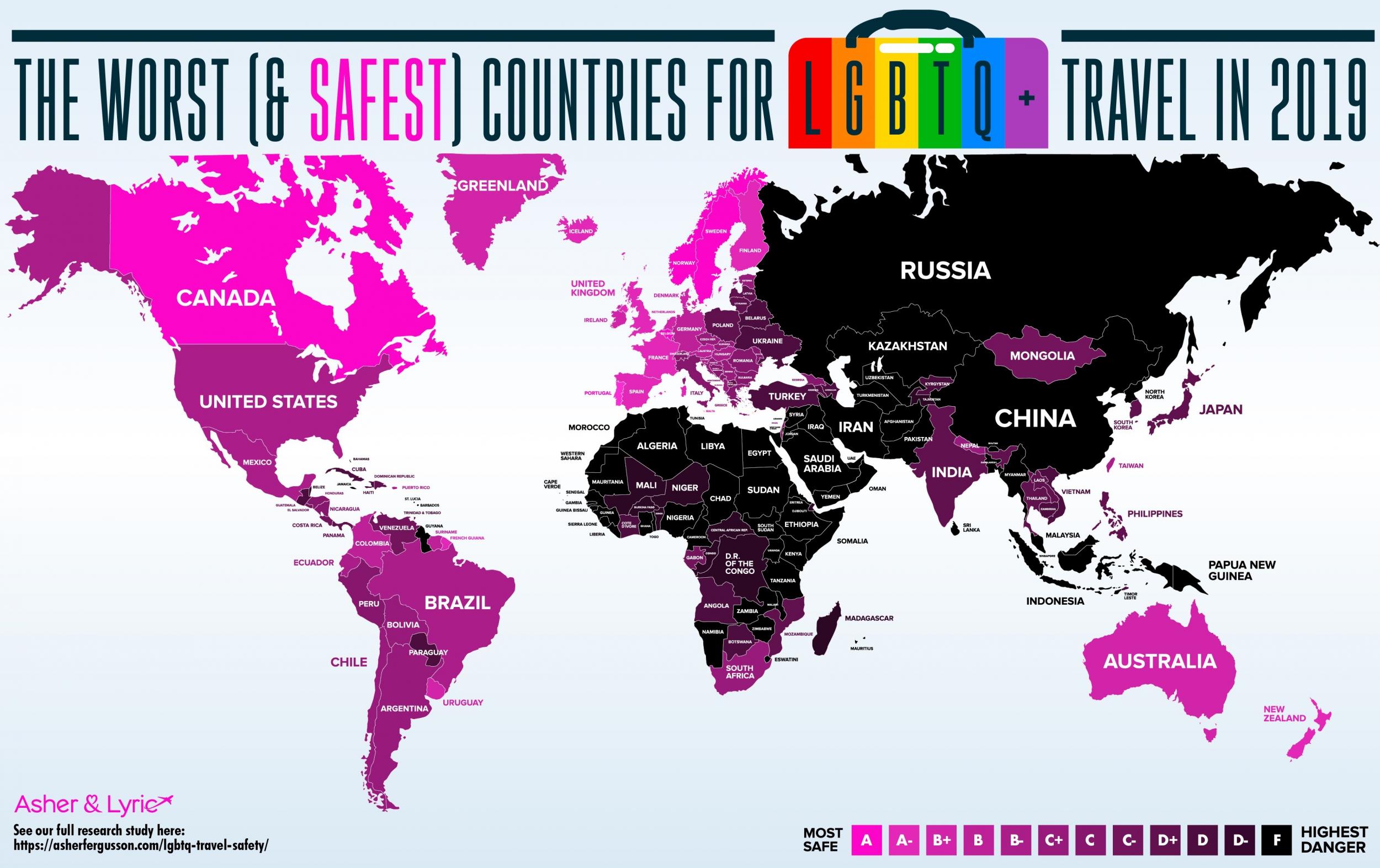 LGBTQ travel map shows the safest and most dangerous countries