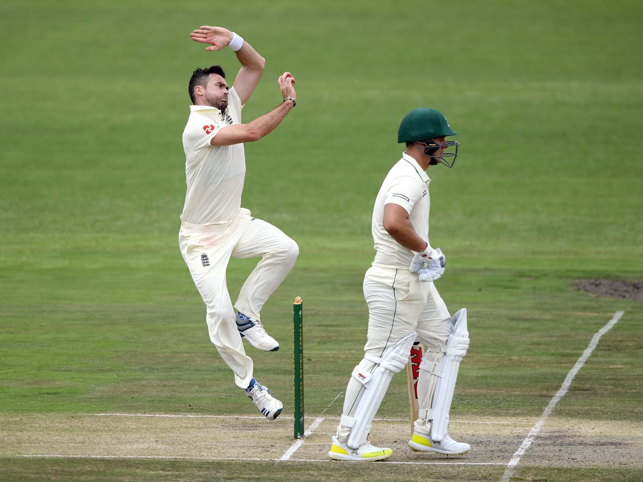 James Anderson in action during the warm-up