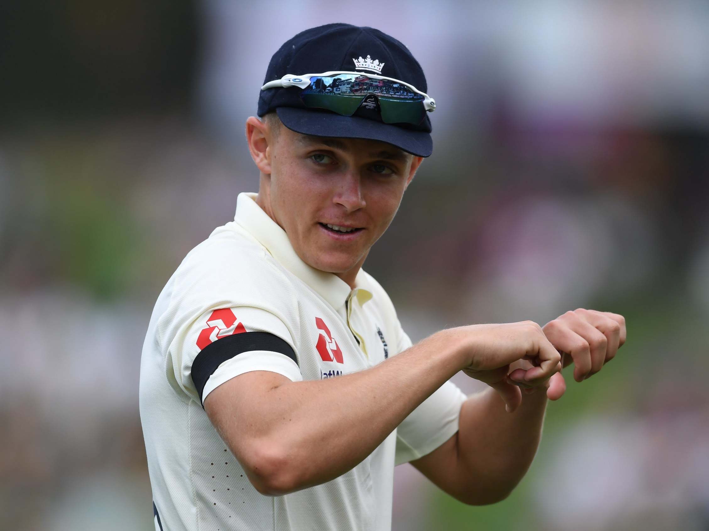 Sam in action for England