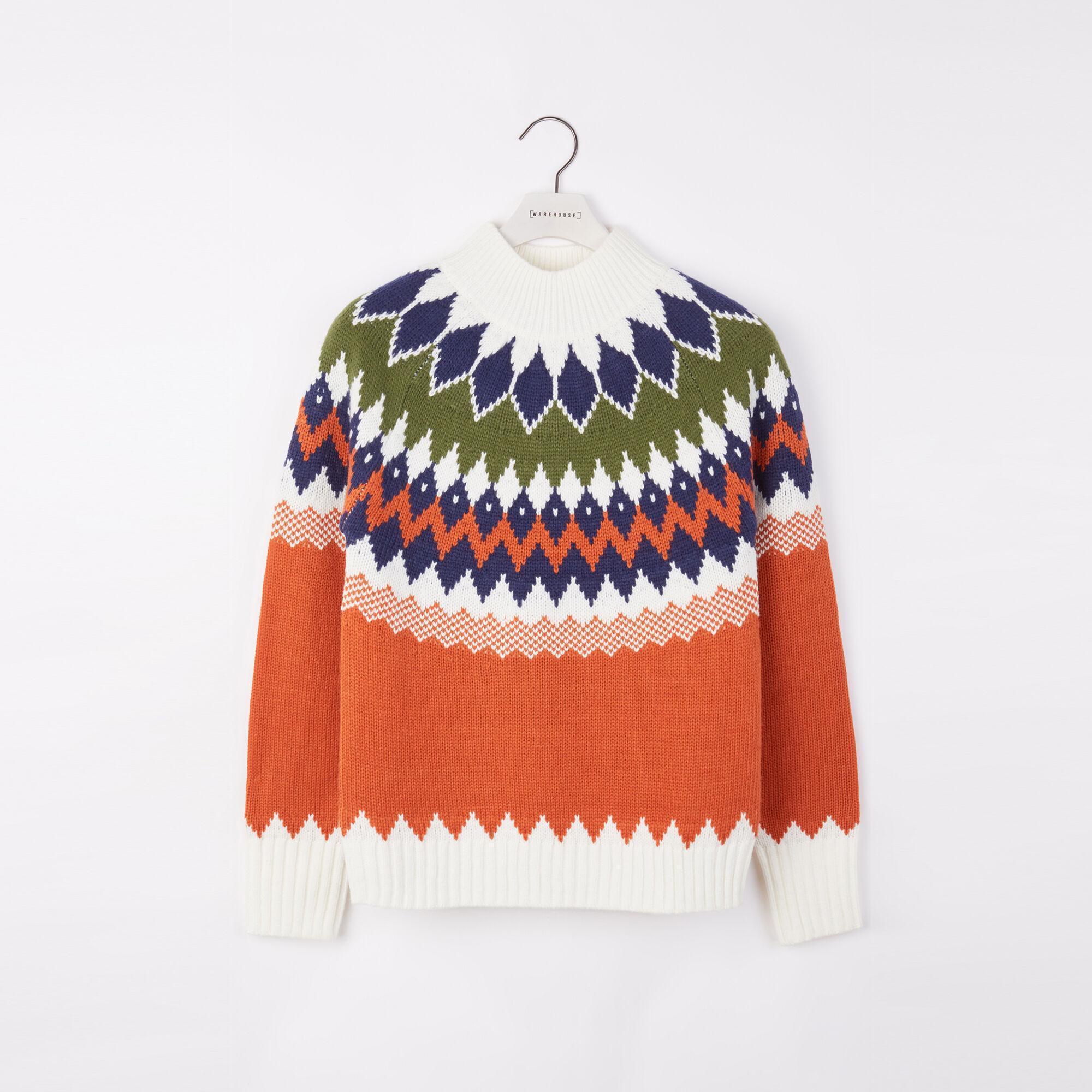 Fair Isle Chunky Funnel Jumper, £28, <a href="https://www.warehouse.co.uk/gb/clothing/jumpers-and-cardigans/fair-isle-chunky-funnel-jumper/035424.html?cgid=jumpers-cardigans&amp;dwvar_035424_color=00" target="_blank" rel="nofollow" class="body-gallery" data-vars-item-name="GL-9257666-https://www.warehouse.co.uk/gb/clothing/jumpers-and-cardigans/fair-isle-chunky-funnel-jumper/035424.html?cgid=jumpers-cardigans&amp;dwvar_035424_color=00" data-vars-event-id="c6">Warehouse</a>
