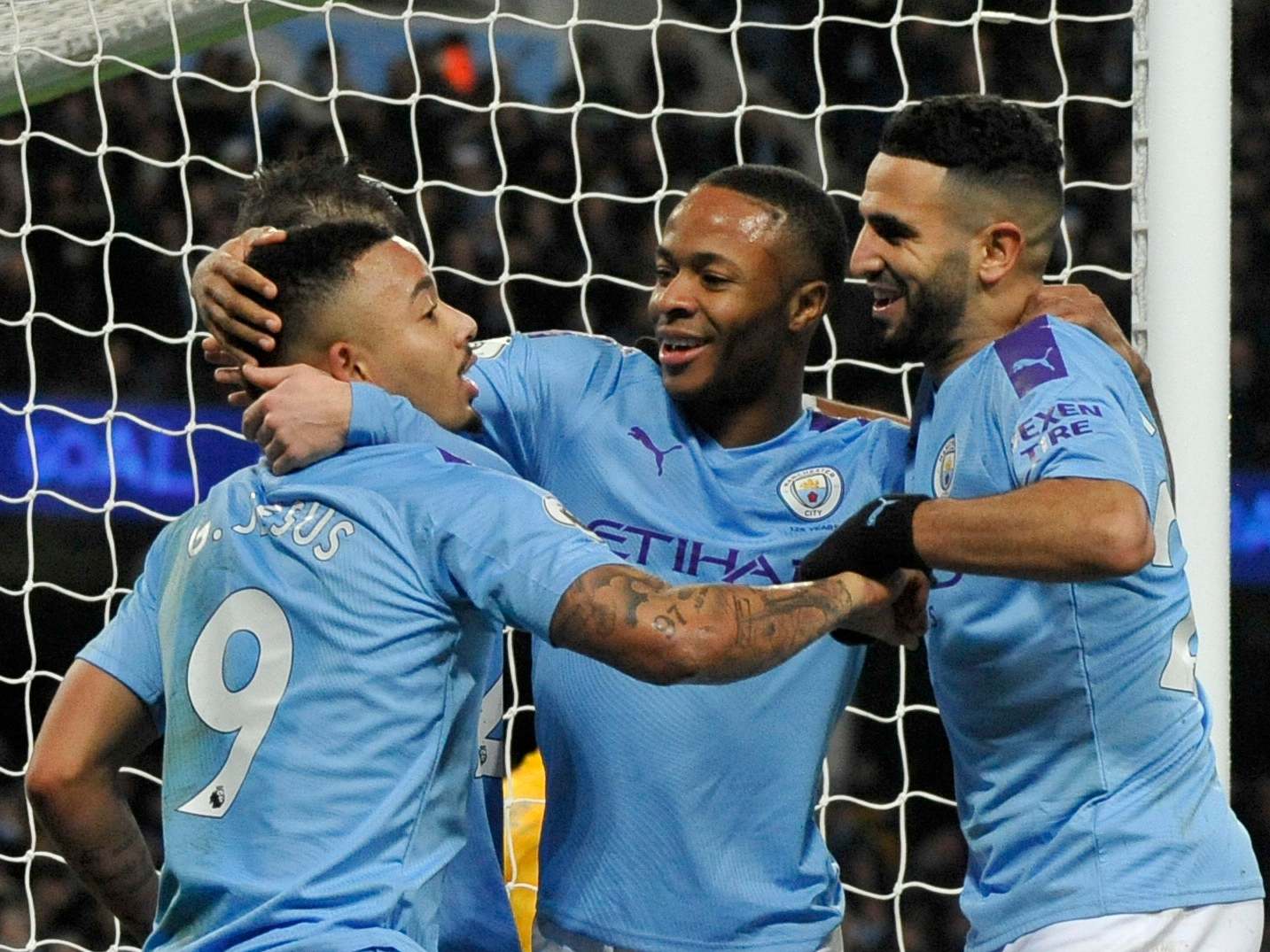 City celebrate going 3-1 up against Leicester