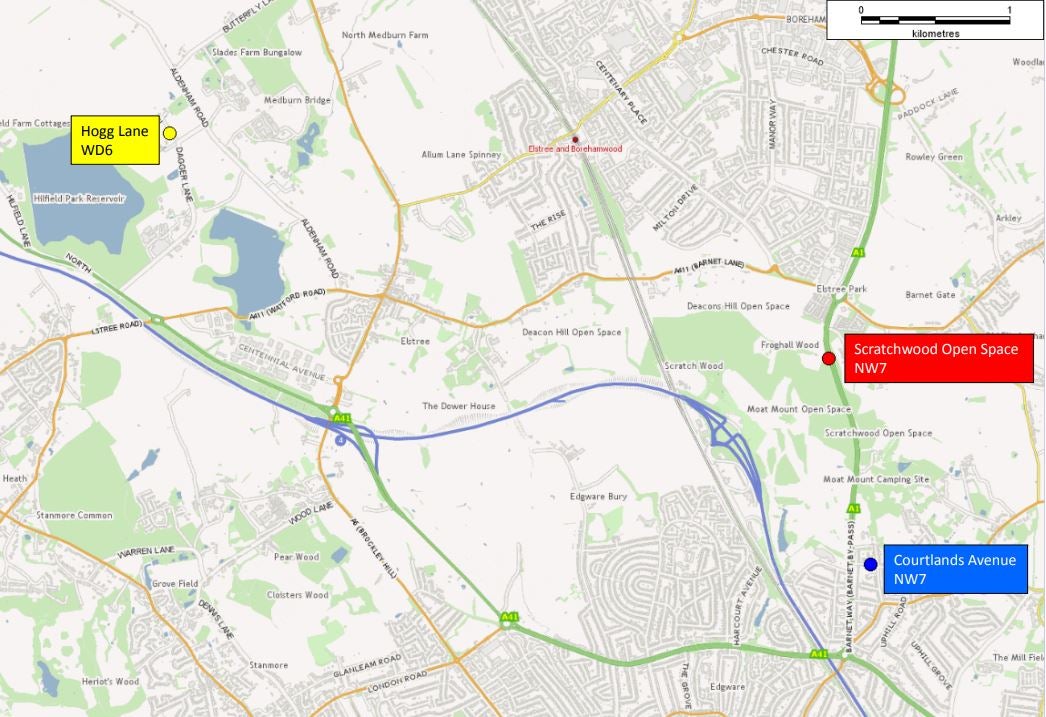 A double murder investigation has been launched after the death of a man found in the boot of a car in Elstree, Hertfordshire, was linked to a man found stabbed to death five miles away in Barnet, north London.