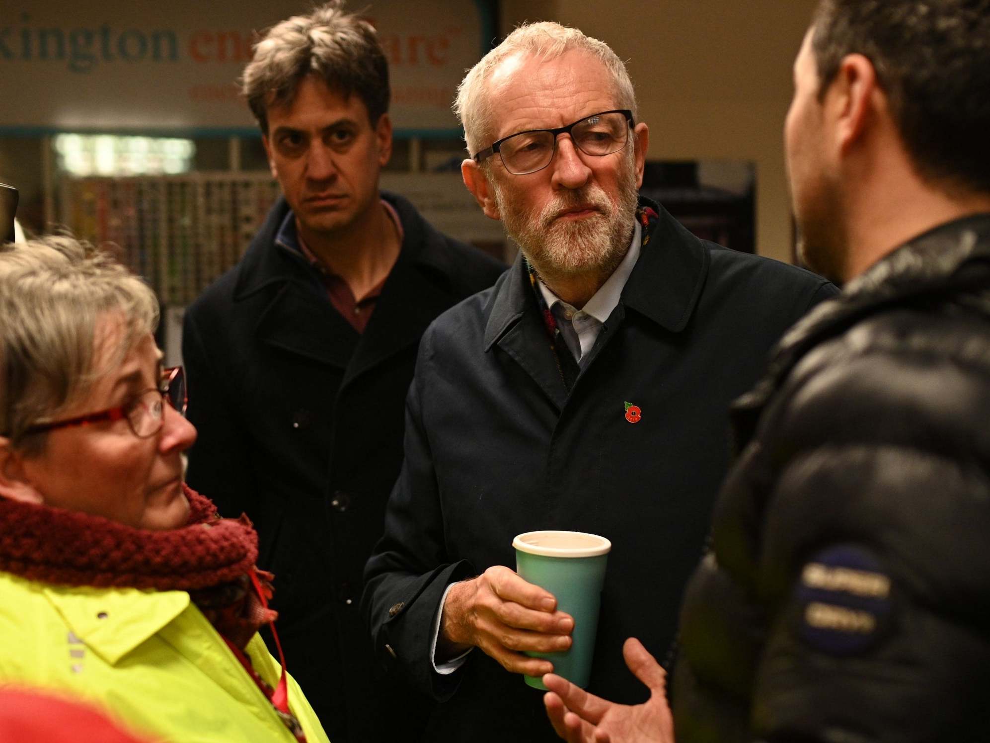 Miliband joined Corbyn to speak to Doncaster residents hit by recent flooding