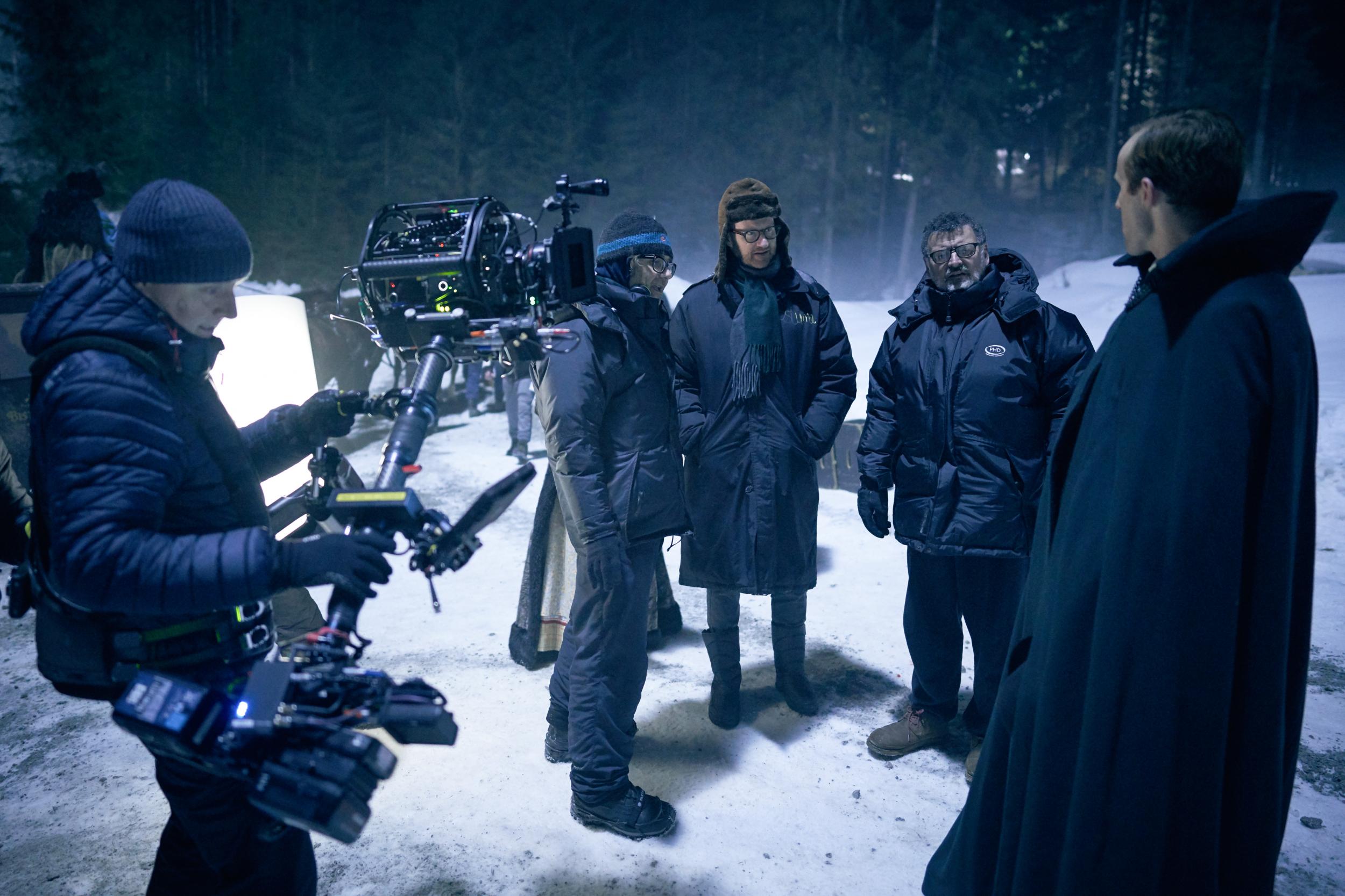 Mark Gatiss and Steven Moffat on the set of ‘Dracula’