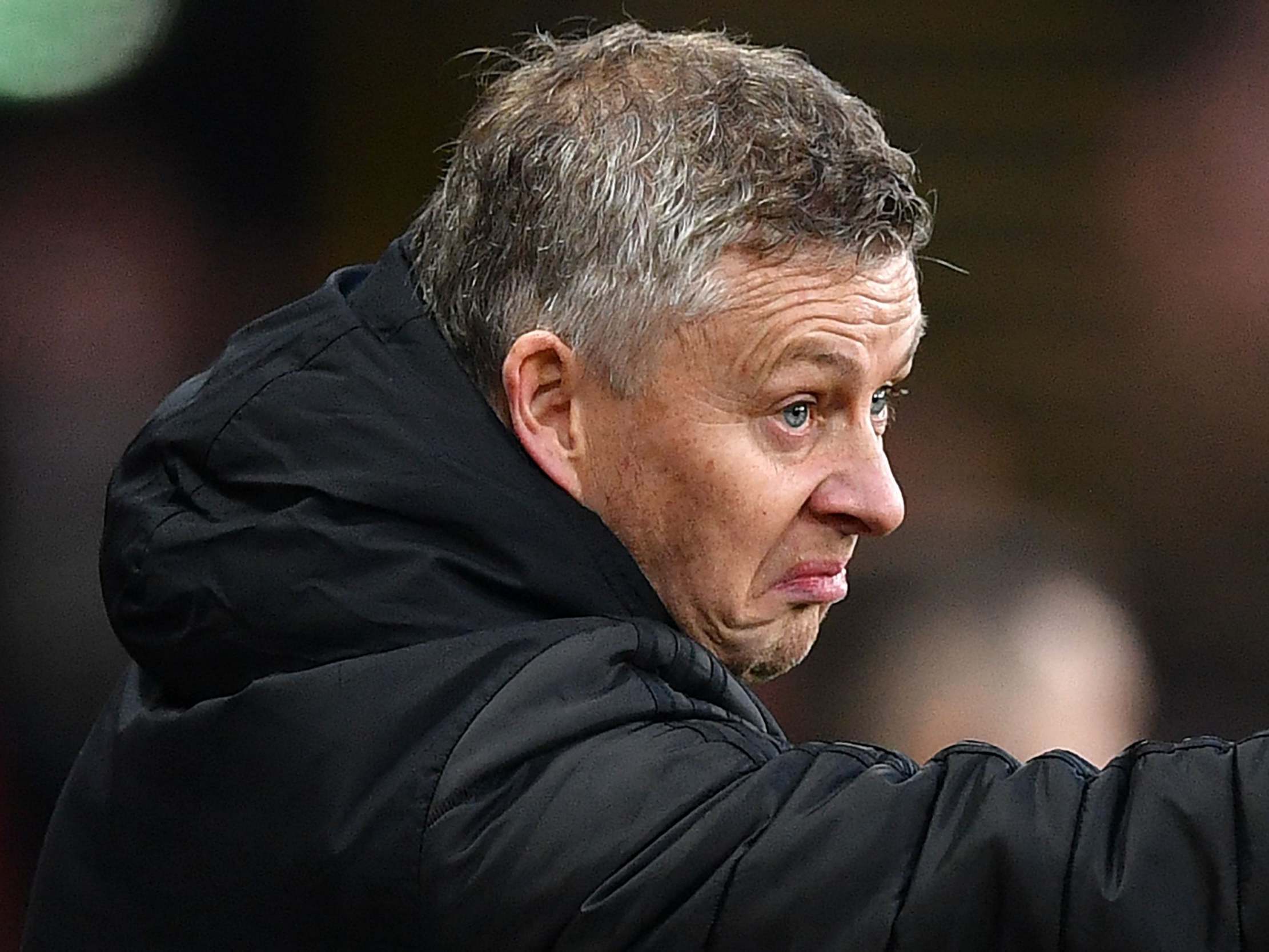 Ole Gunnar Solskjaer gestures on the touchline