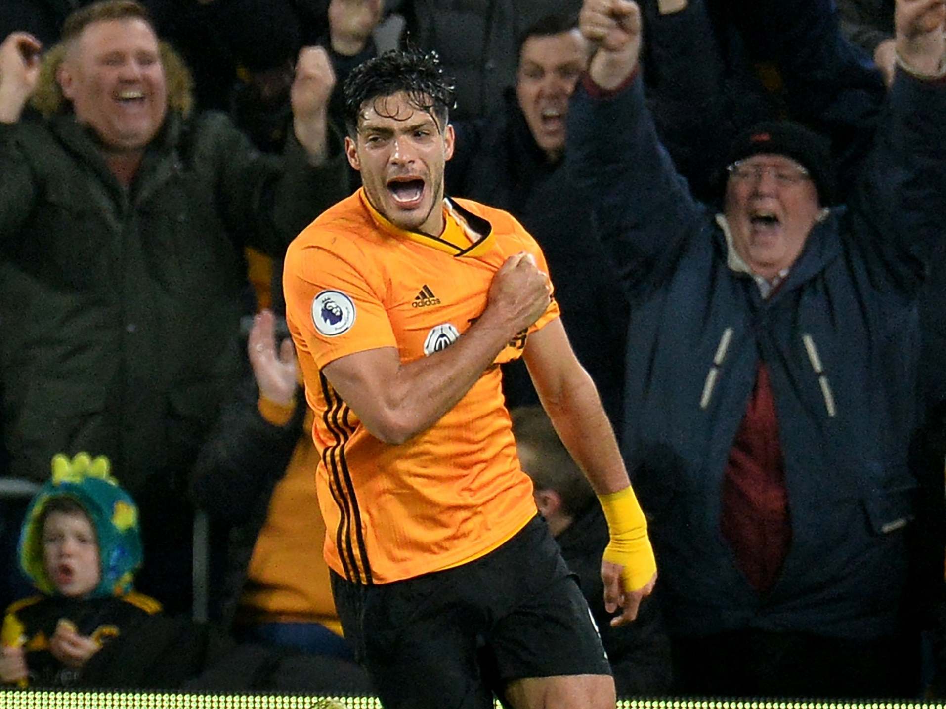 Wolverhampton’s Raul Jimenez celebrates scoring