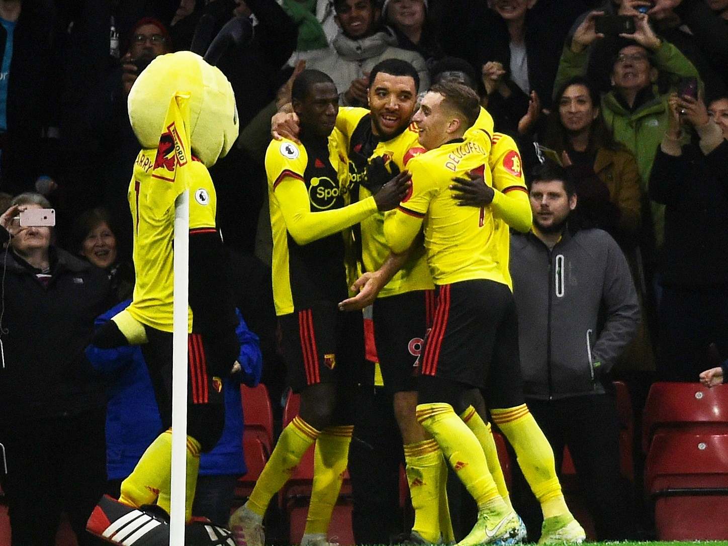 Watford celebrate against Villa