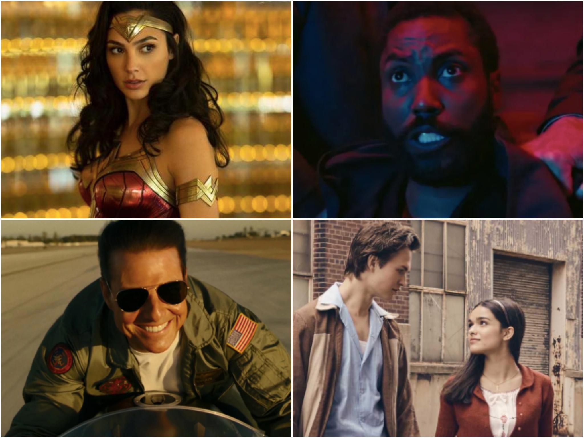 Clockwise from bottom left: Top Gun: Maverick, Wonder Woman 1984, Tenet and West Side Story