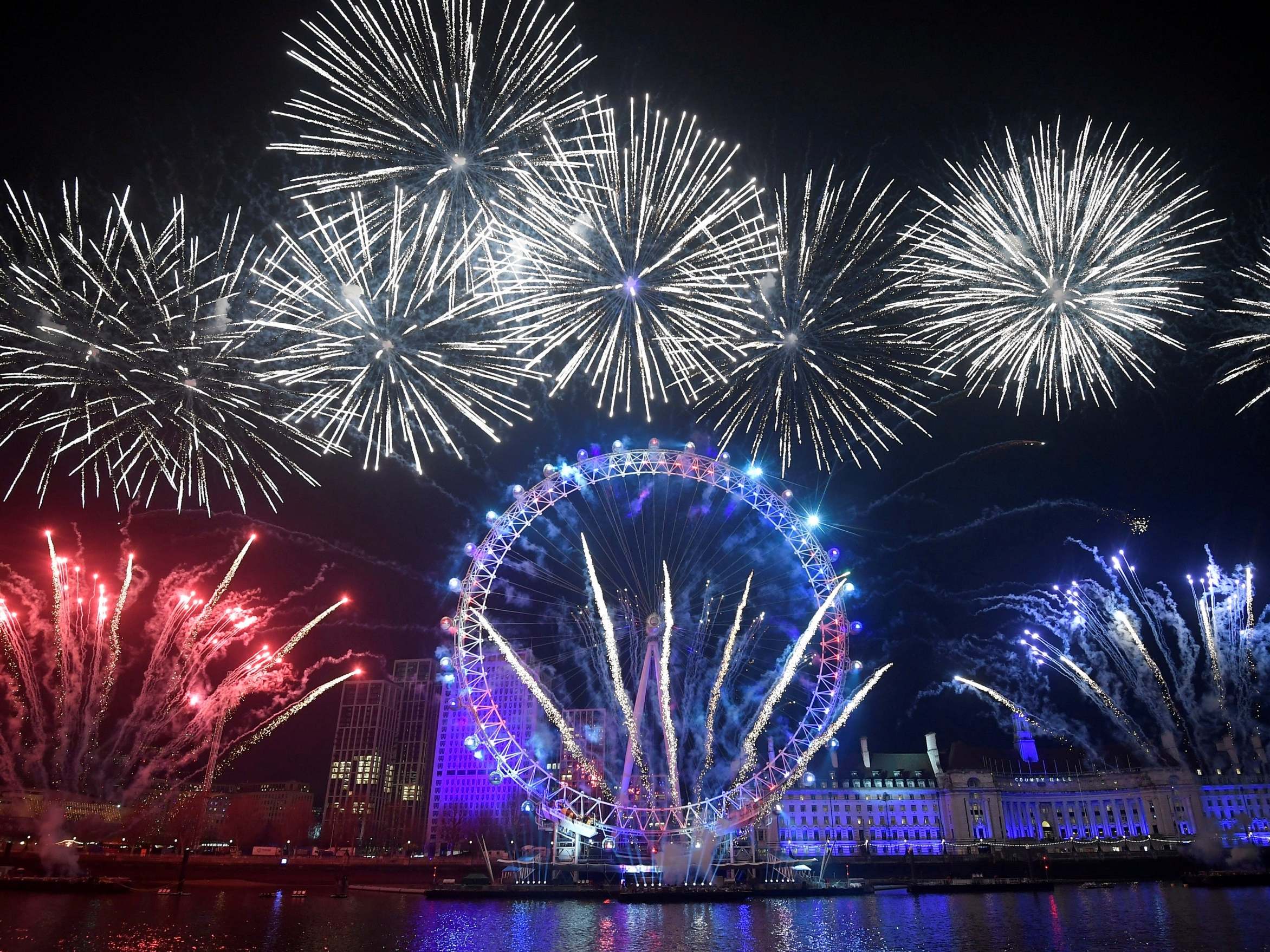 The fireworks display in London on New Year’s Day