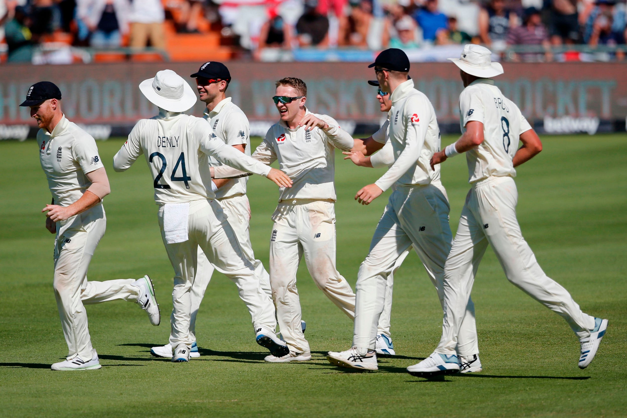 Bess picked up his first wicket by dismissing Elgar (AFP via Getty)