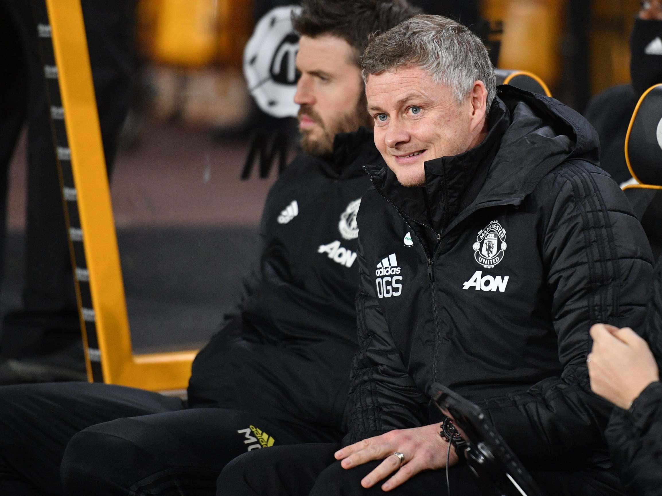 Ole Gunnar Solskjaer looks on from the touchline