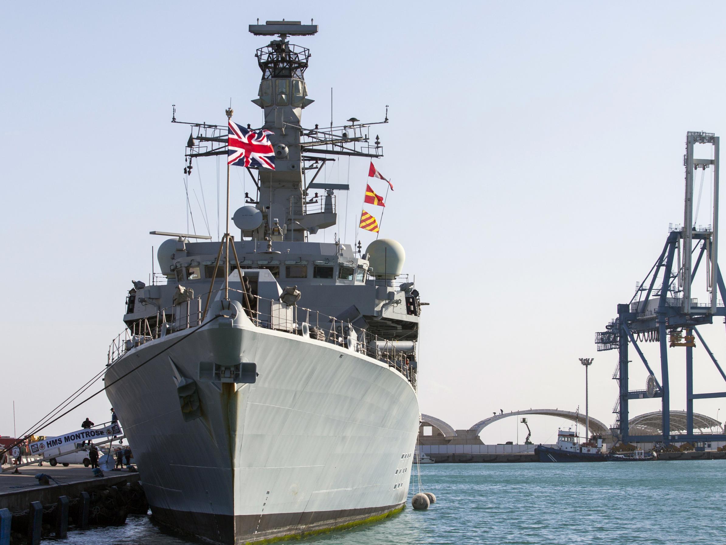 British warship HMS Montrose pictured docked in the Cypriot port of Limassol in February 2014.