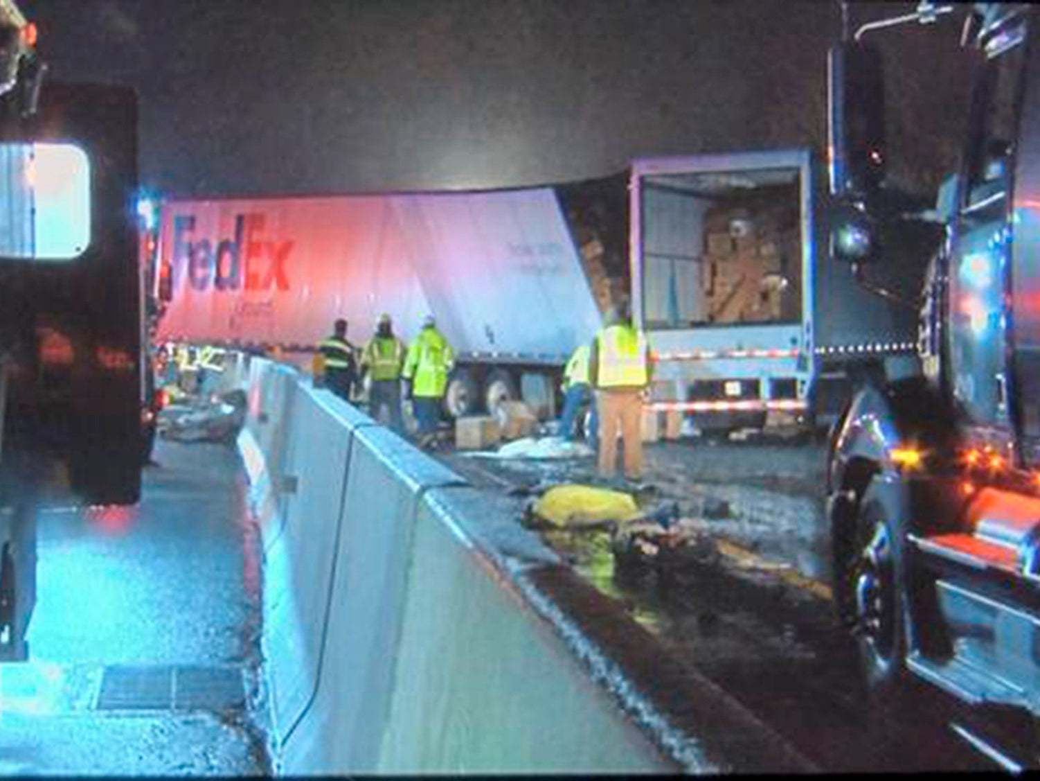 Emergency crews respond to a fatal crash on the Pennsylvania Turnpike in Mount Pleasant Township early Sunday morning