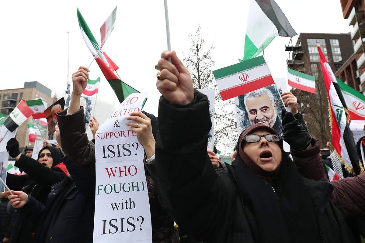 A protest against the assassination was staged outside the US embassy in London