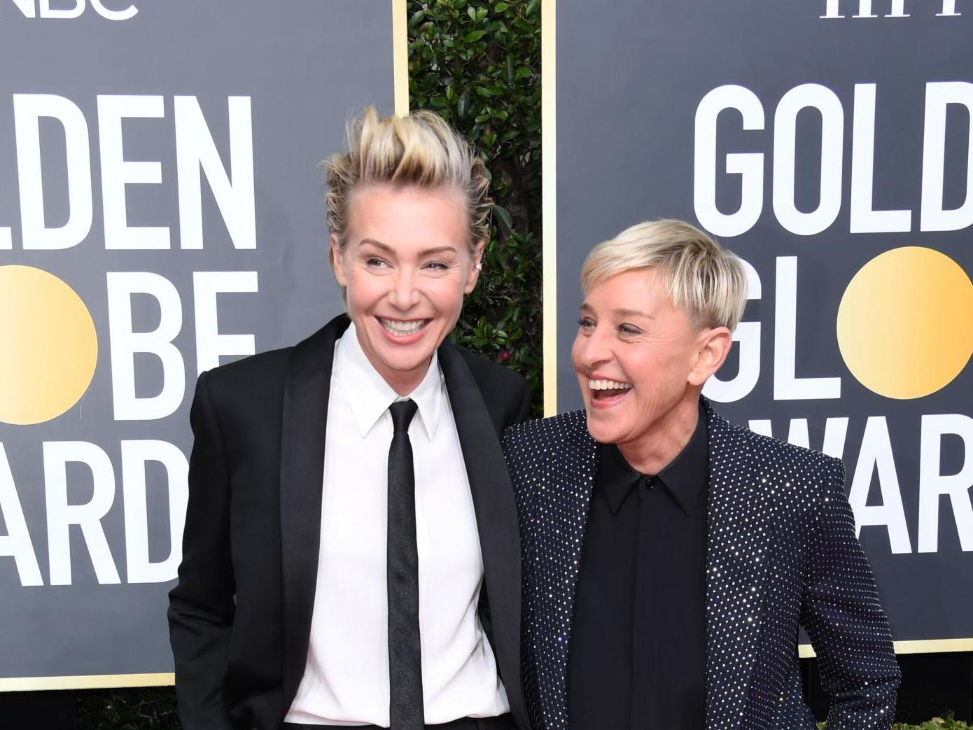 Portia de Rossi and Ellen DeGeneres at the Golden Globes