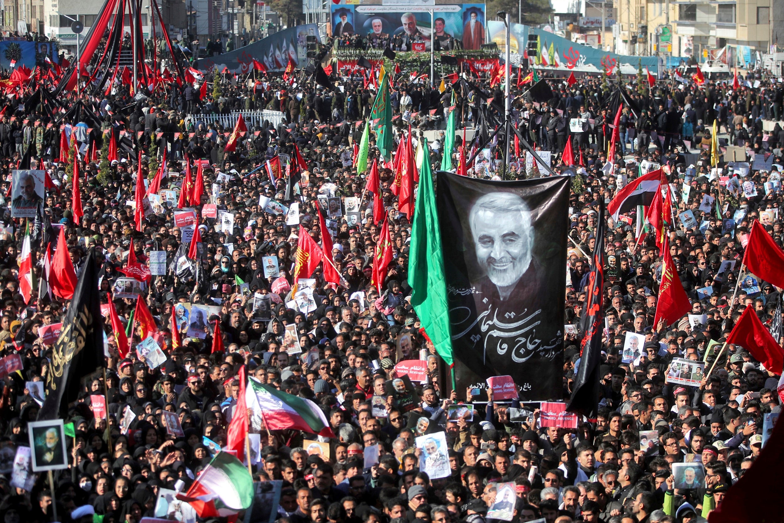 Crowds gather at Qassem Soleimani’s funeral