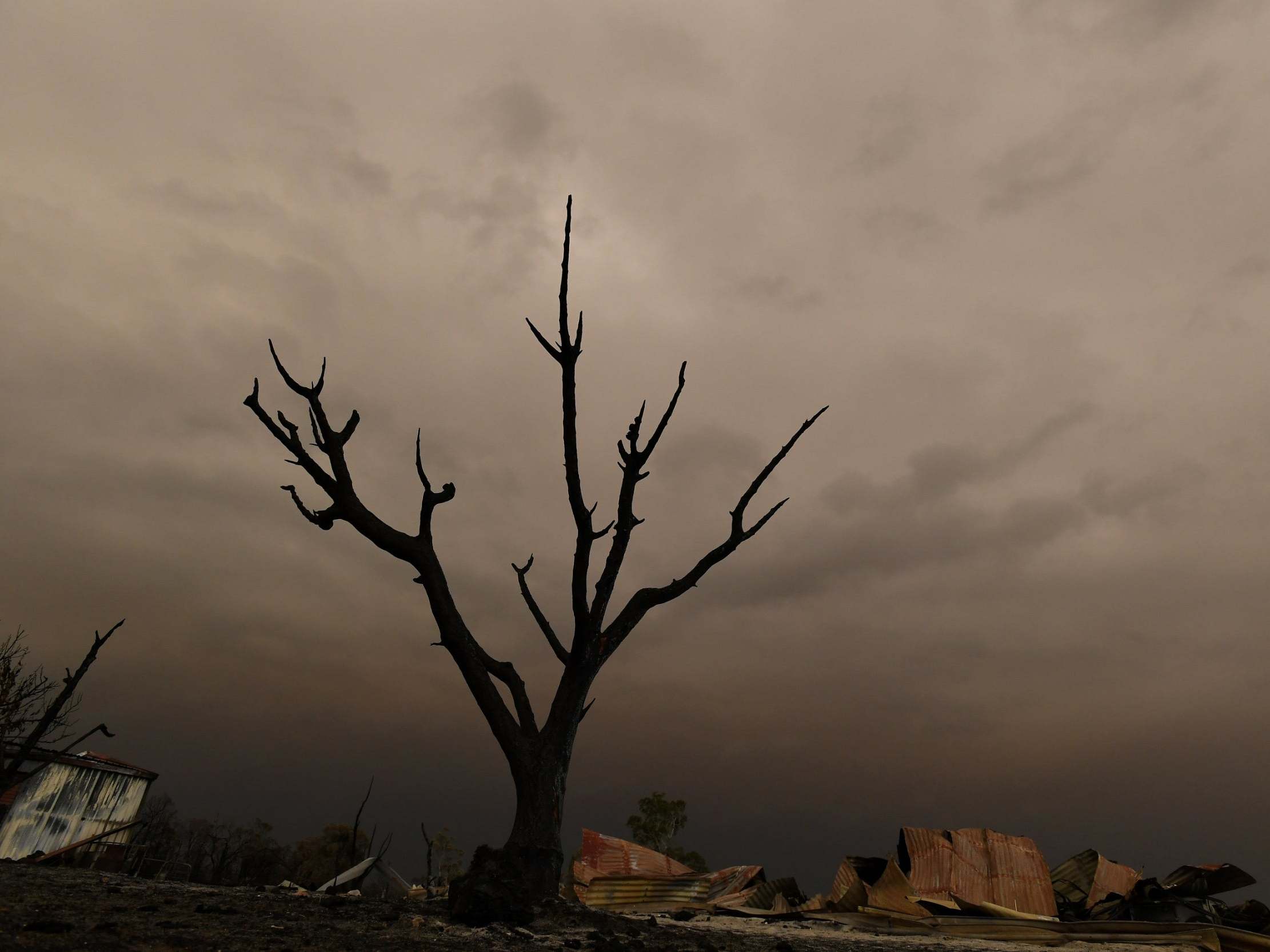 The remains of a burnt-out property in Bruthen, south Victoria, Australia