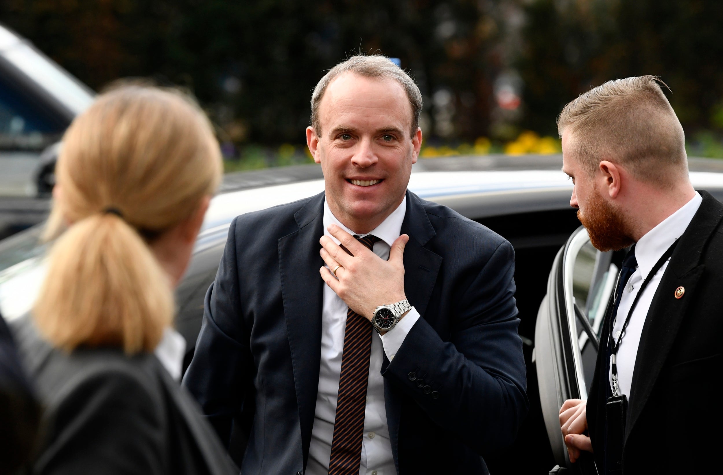 Dominic Raab arrives in Brussels for his meetings