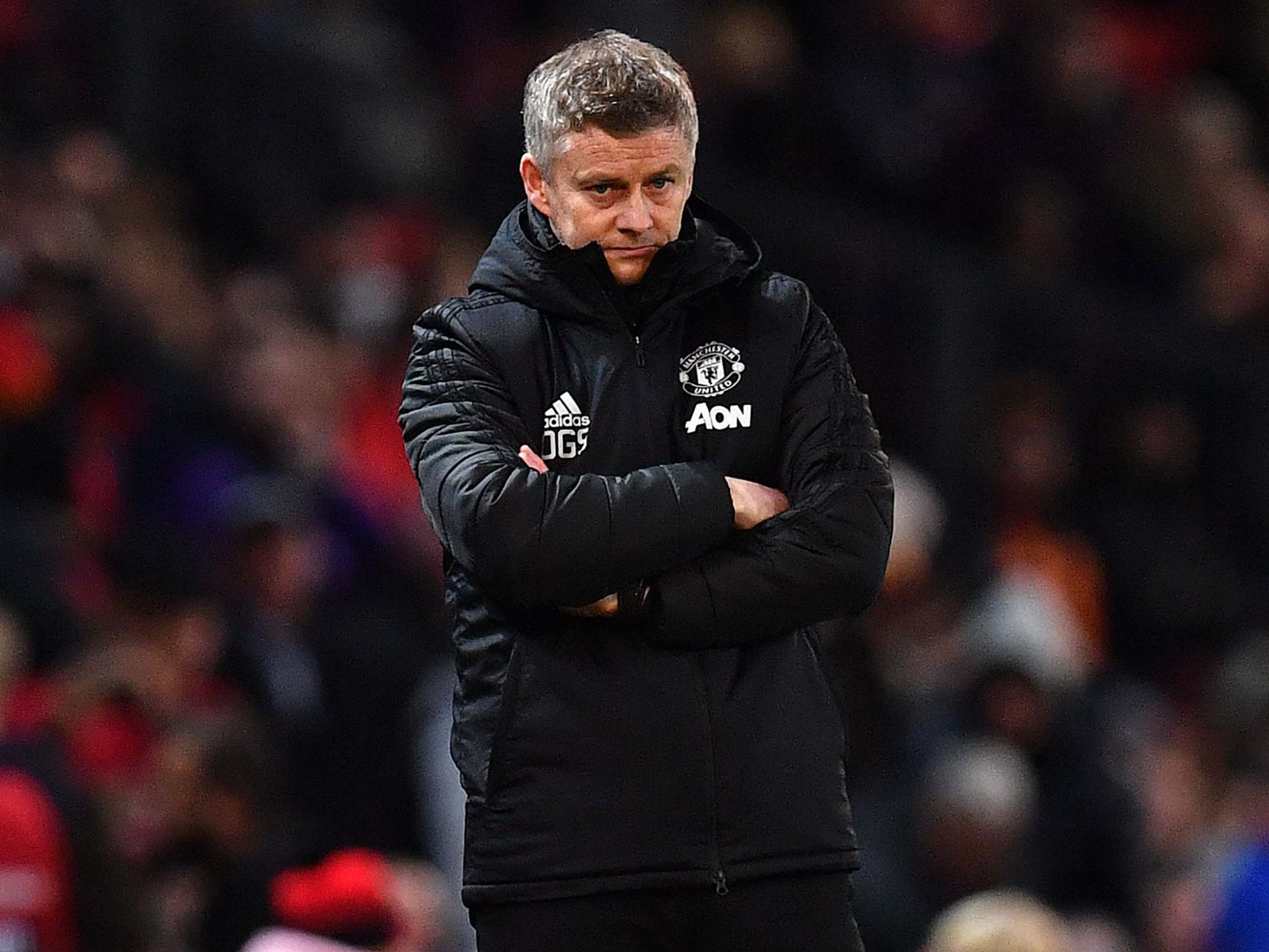 Ole Gunnar Solskjaer cuts a forlorn figure on the sidelines during Manchester United's defeat by Man City