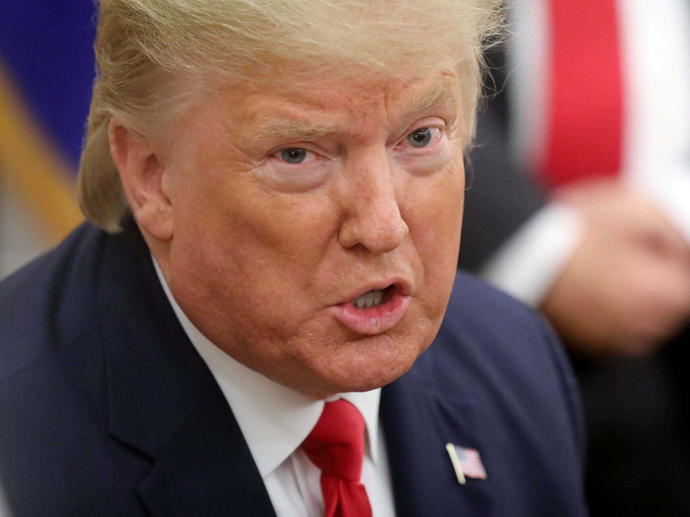 US president Donald Trump speaks to reporters in the Oval Office on 7 January 2020