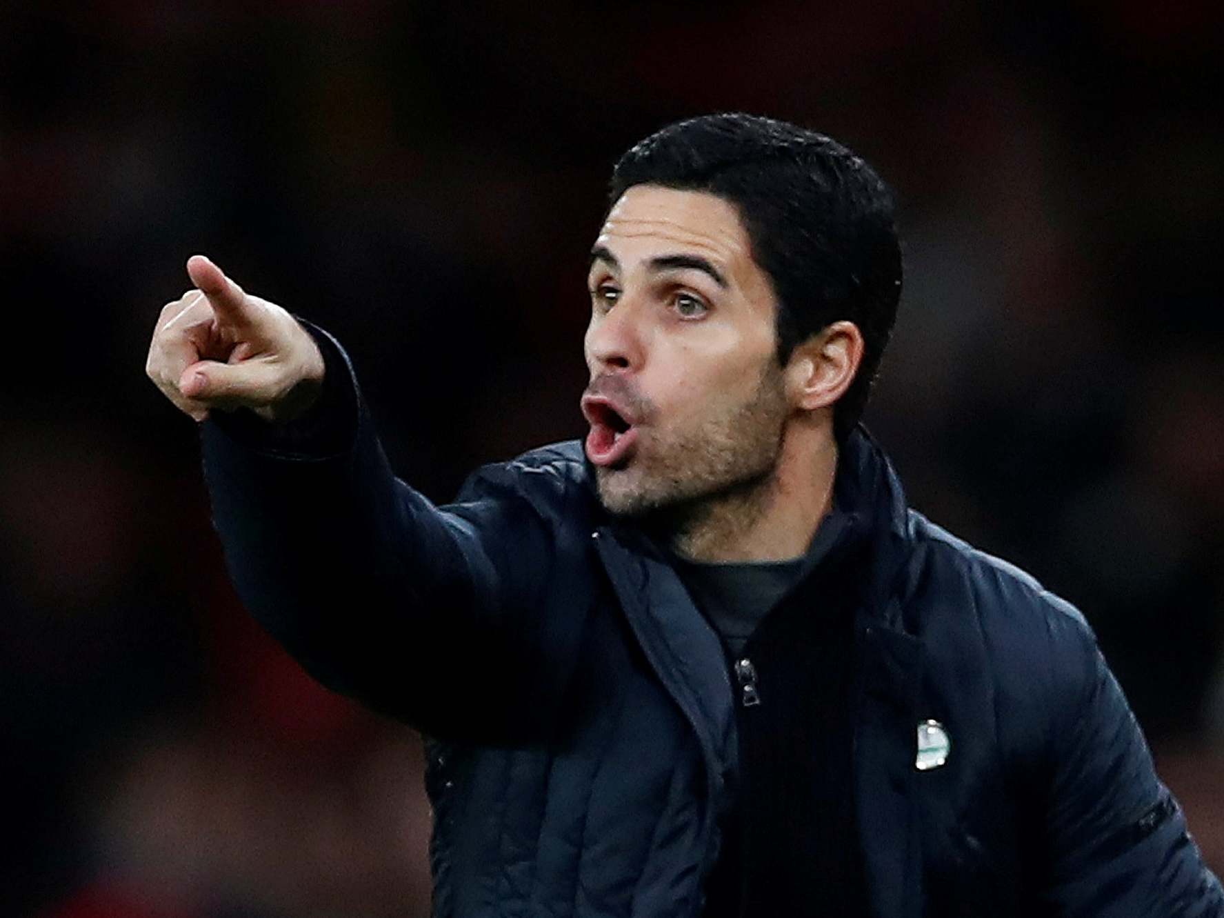 Arsenal manager Mikel Arteta reacts
