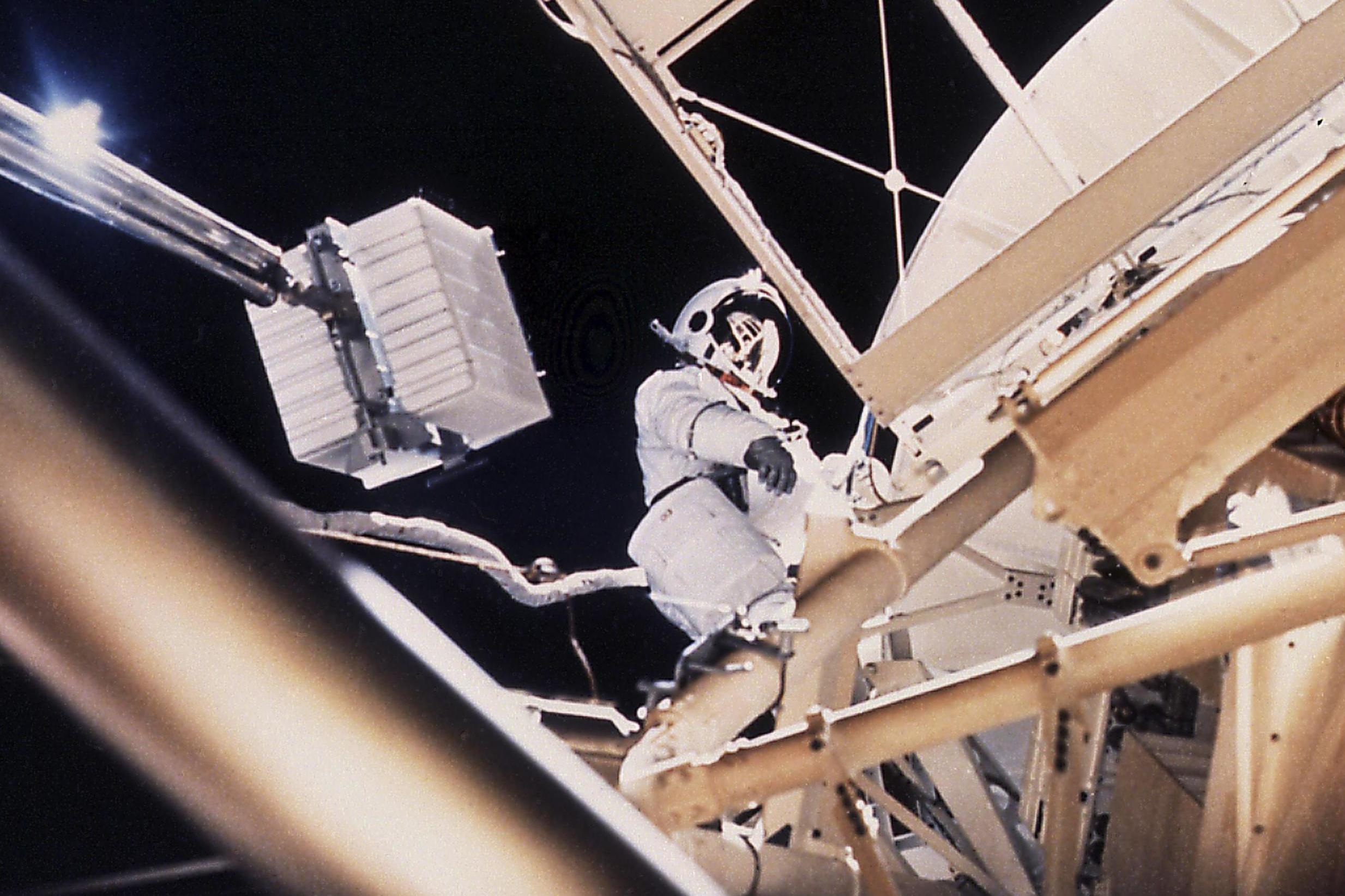 Astronaut Owen Garriott works outside Skylab in 1973, America’s first space station (Getty)