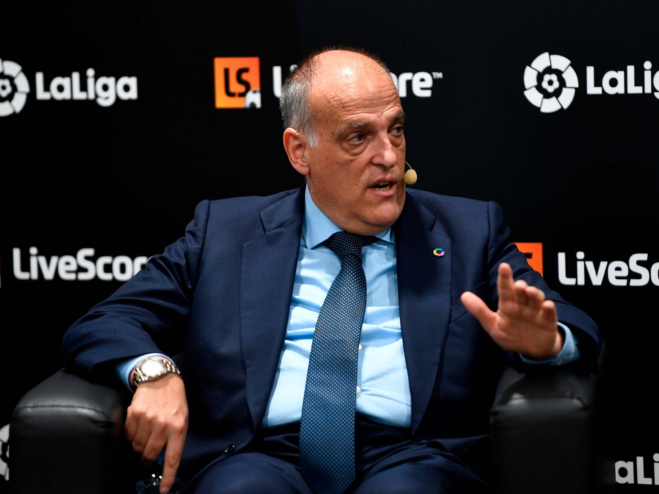 Javier Tebas speaking at a conference in Madrid last year