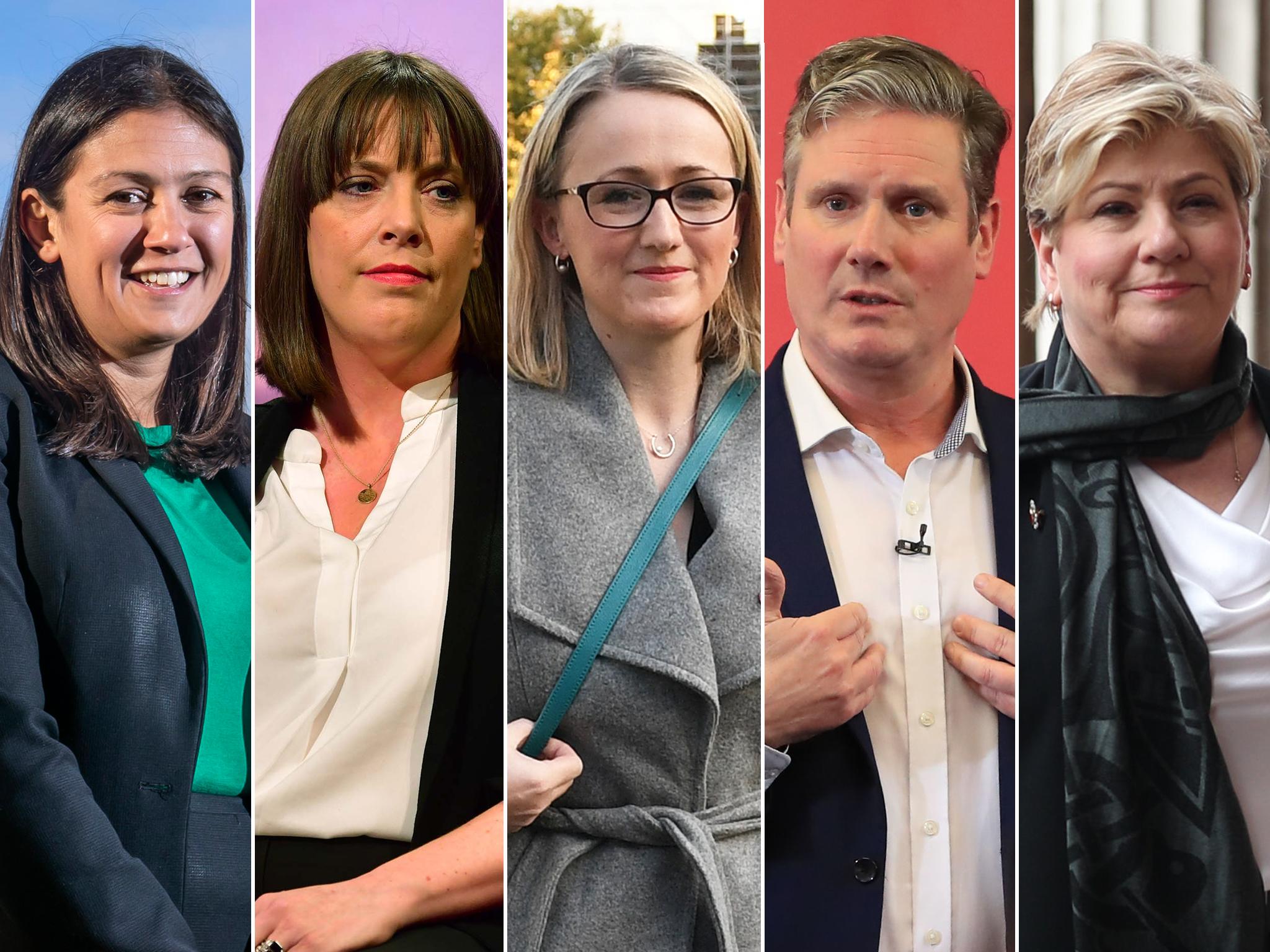 Five alive: (from left) Lisa Nandy, Jess Phillips, Rebecca Long-Bailey, Sir Keir Starmer and Emily Thornberry