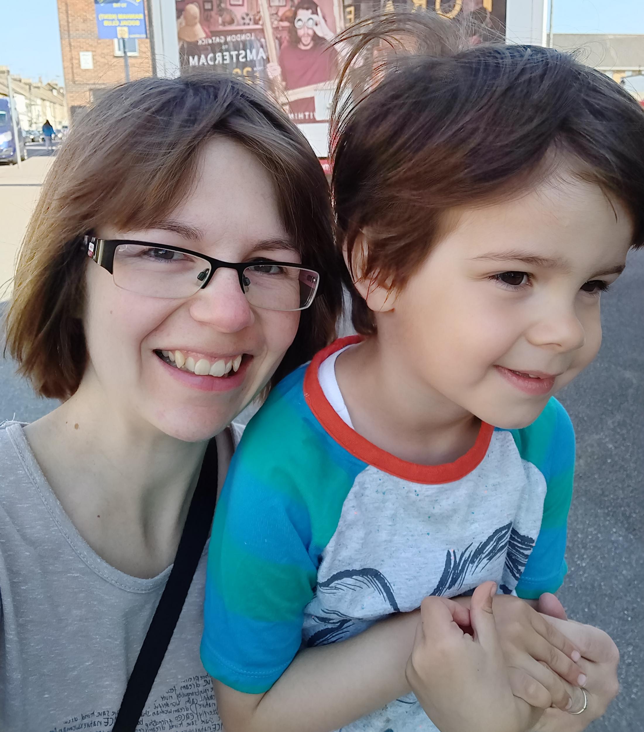 Ms Harland with autistic four-year-old son Evan