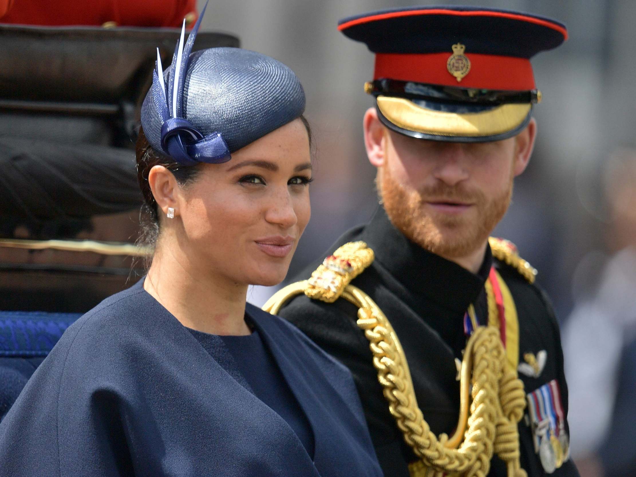 Meghan Markle and Prince Harry pictured during the Trooping of the Colour to mark the Queen’s birthday, 8 June, 2019.